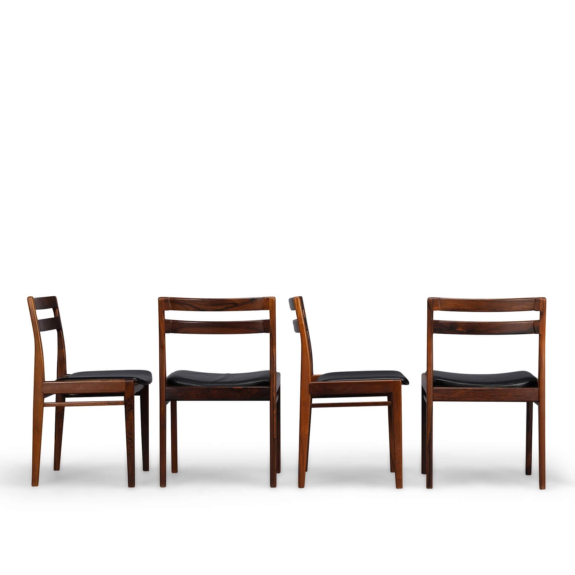 Mid-Century Modern Danish Rosewood Dining Chair by Henri Rosengren Hansen, Set of 4