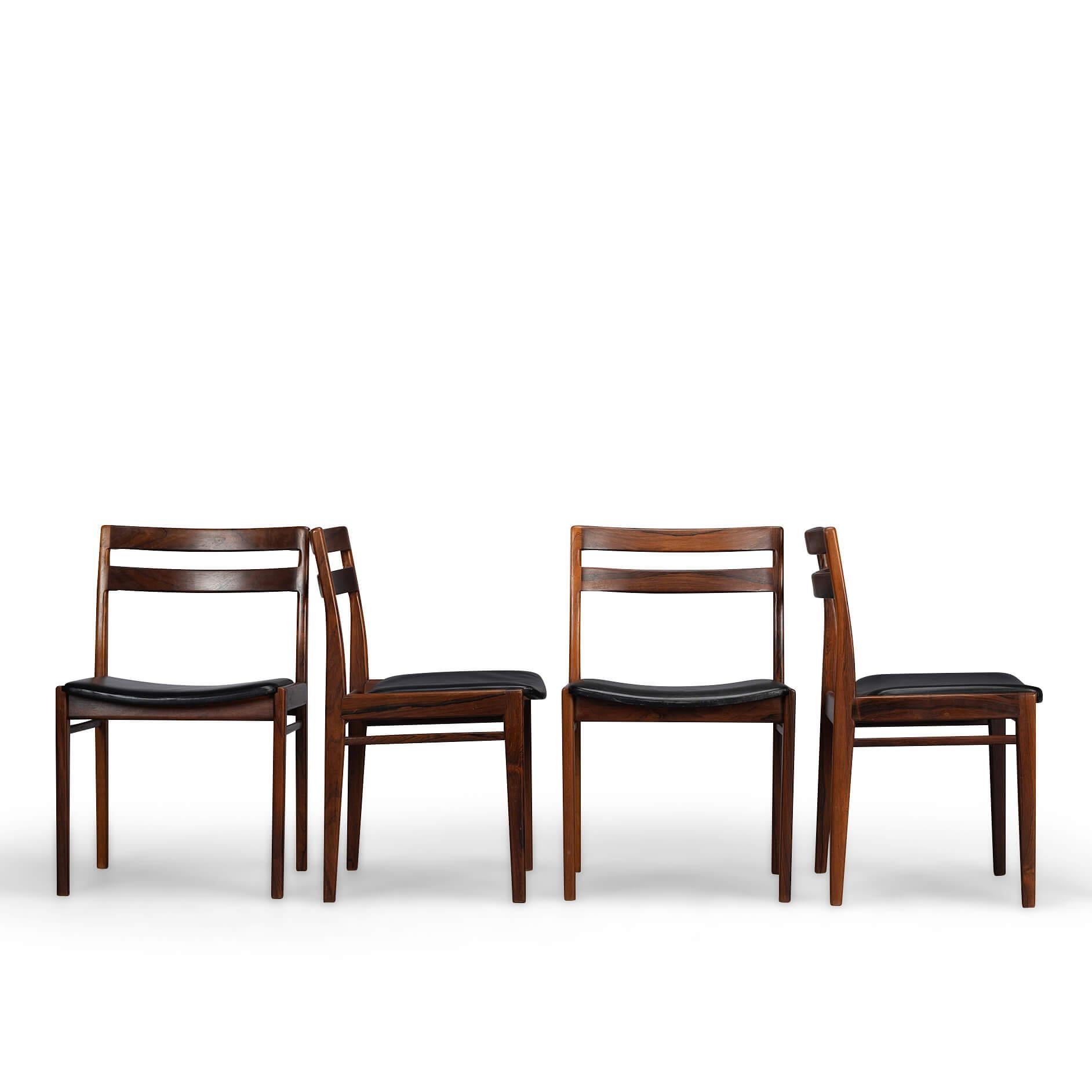 Danish Rosewood Dining Chair by Henri Rosengren Hansen, Set of 4 In Good Condition In Elshout, NL