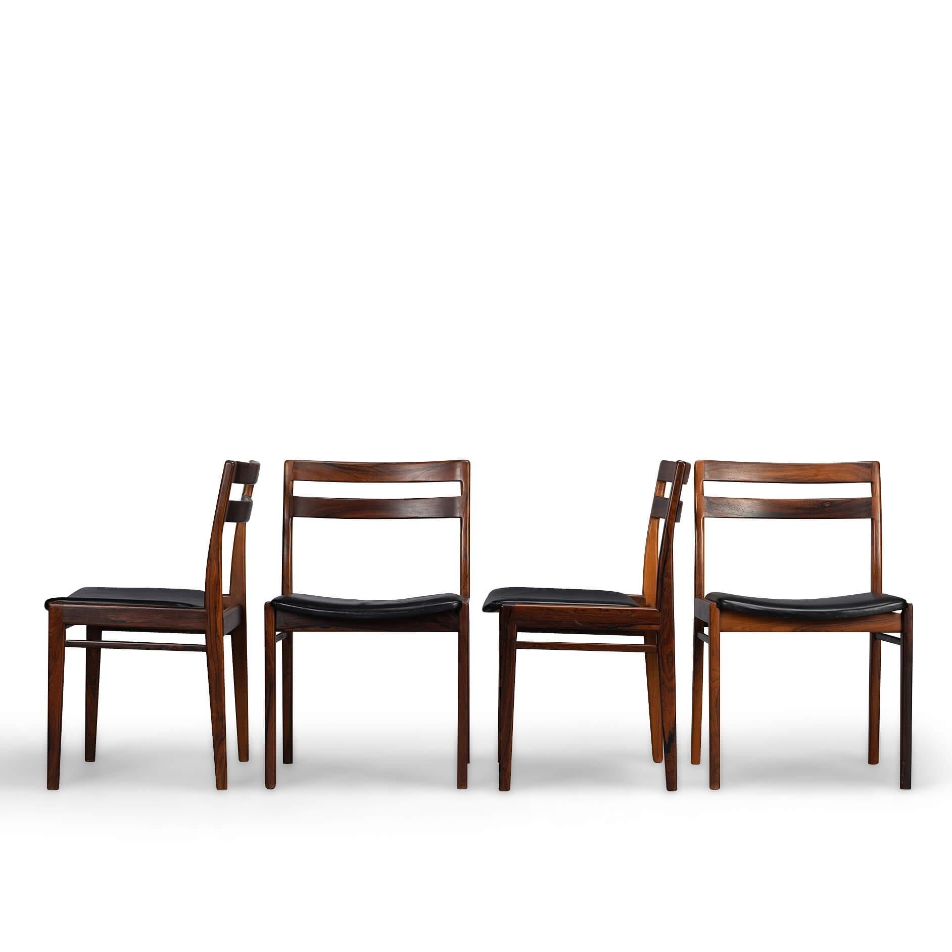 Mid-20th Century Danish Rosewood Dining Chair by Henri Rosengren Hansen, Set of 4