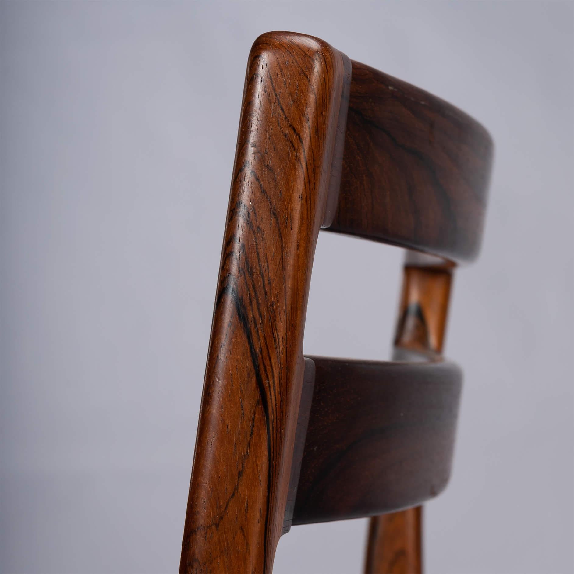 Faux Leather Danish Rosewood Dining Chair by Henri Rosengren Hansen, Set of 4
