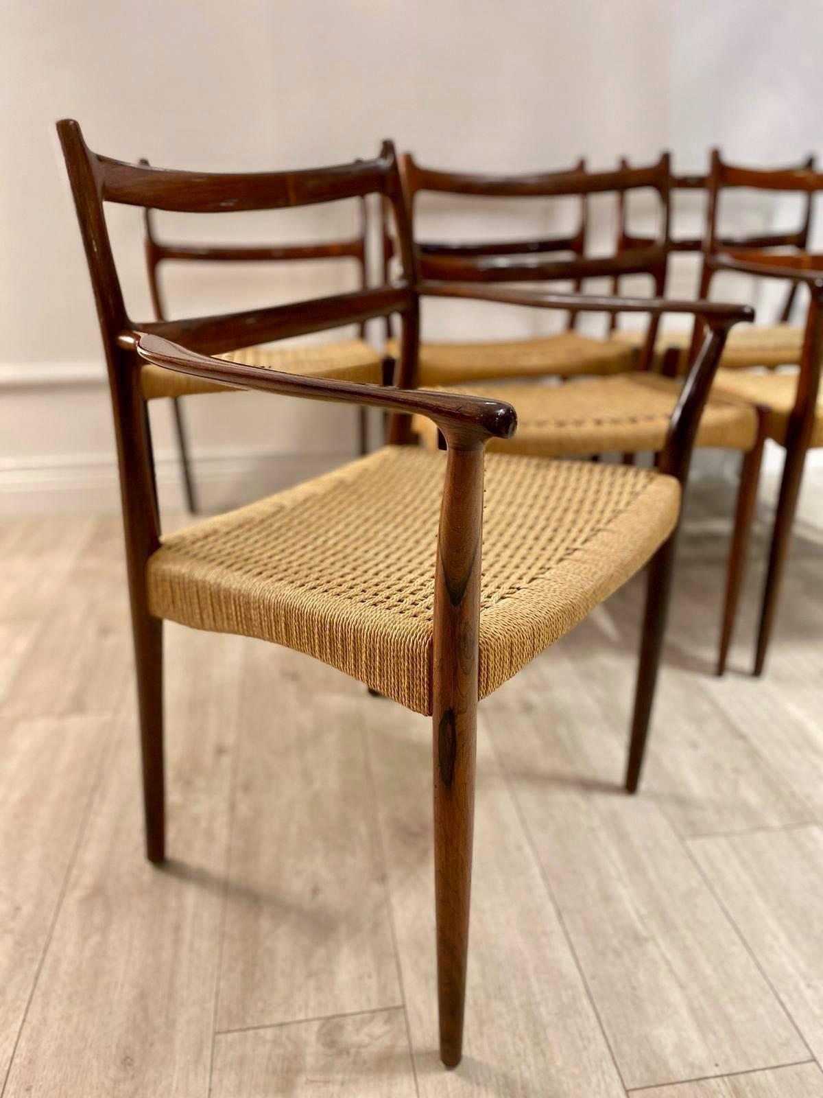 Mid-Century Modern Danish Rosewood Dining Chairs by Soren Lodefoged for Mobler 1960s, Set of 6
