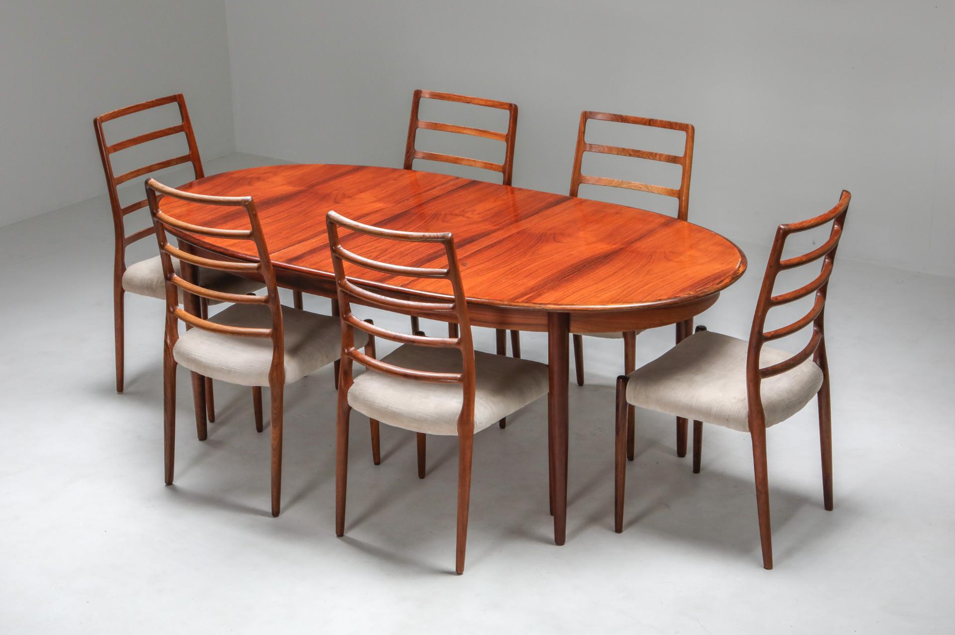 Danish Rosewood Dining Chairs, circa 1970 by Niels Møller 9