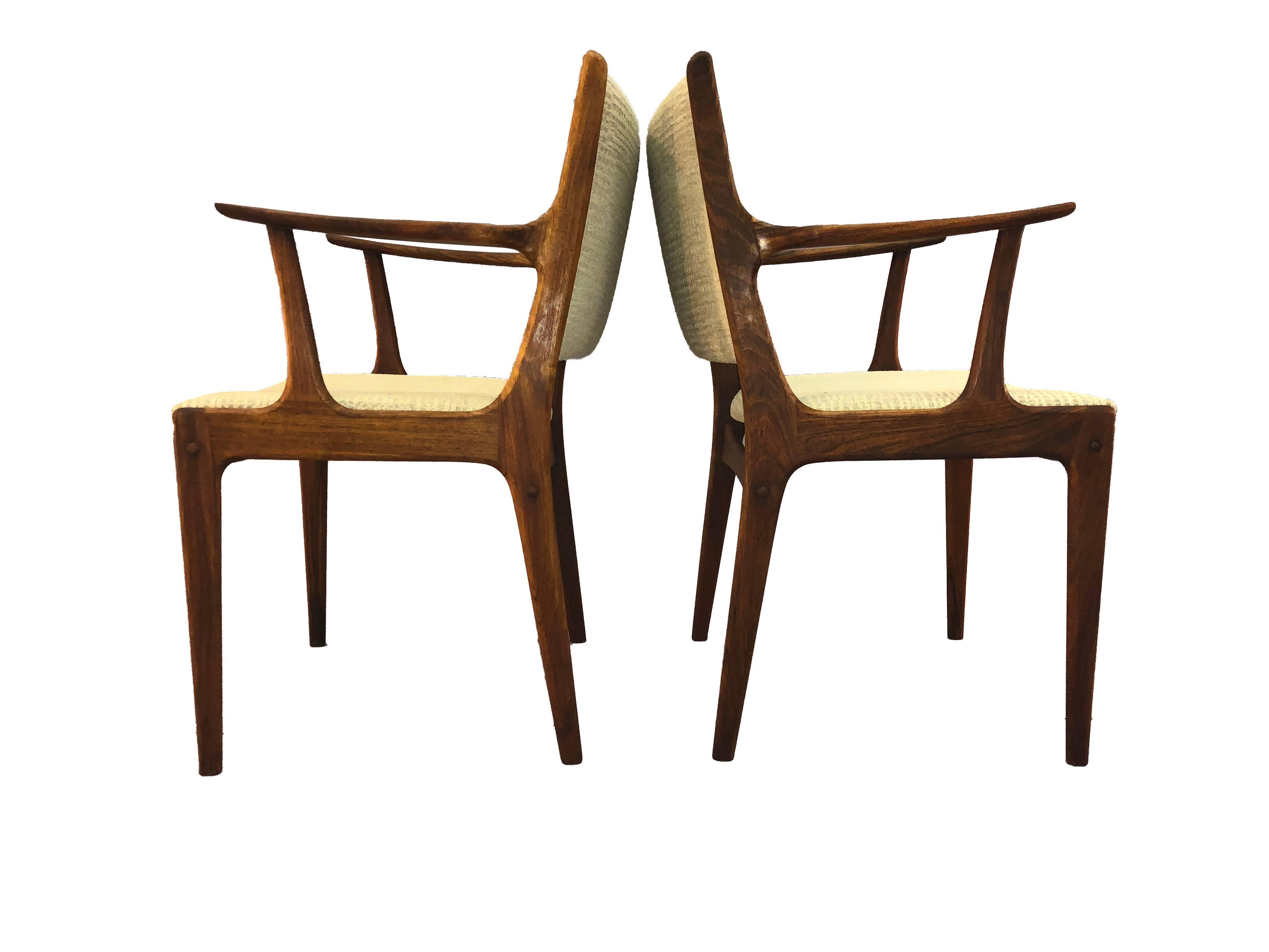 Danish Rosewood Dining Room Chairs Attributed to Johannes Anderson, Set of Five For Sale 1