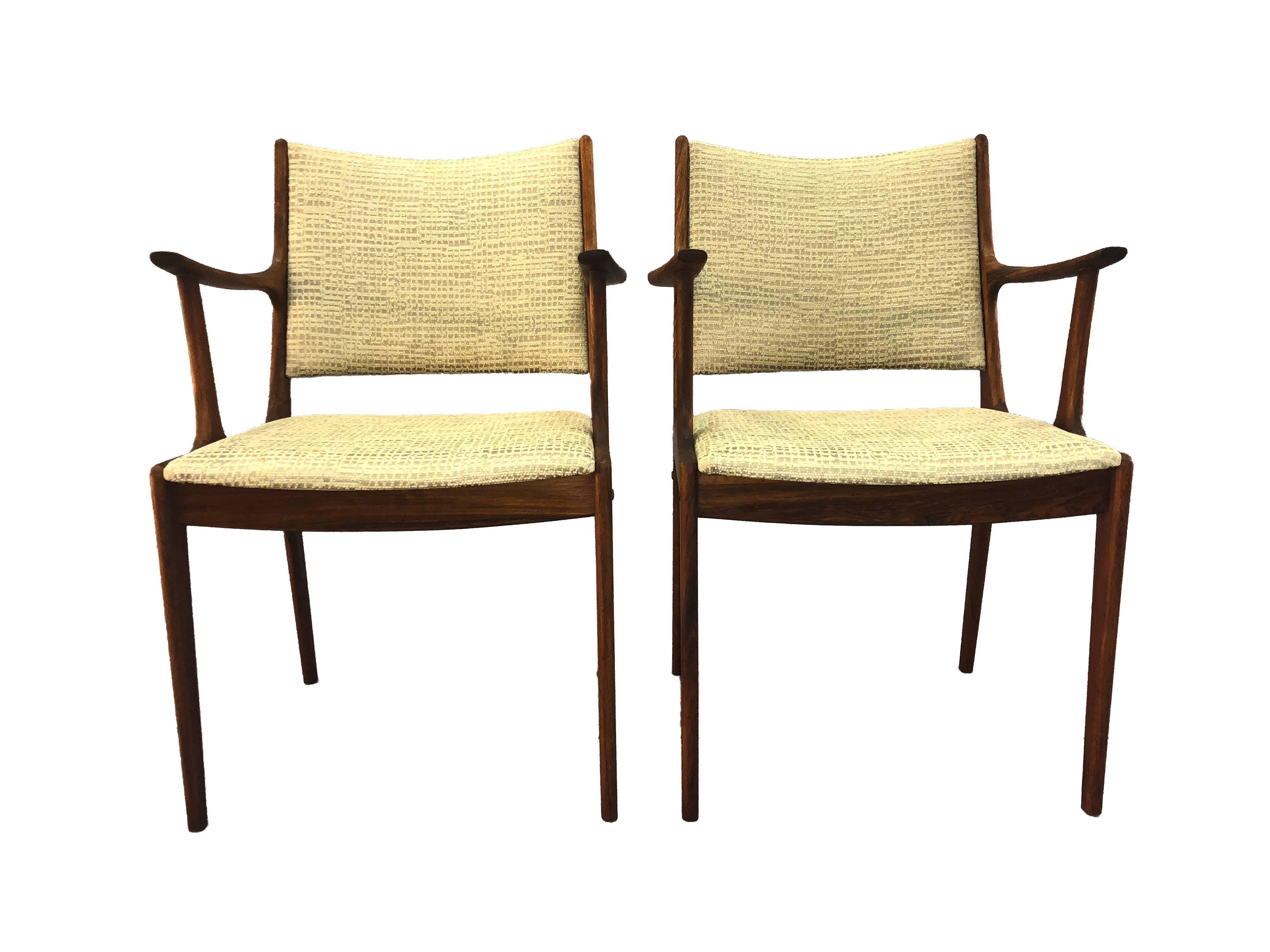 Danish Rosewood Dining Room Chairs Attributed to Johannes Anderson, Set of Five For Sale 2