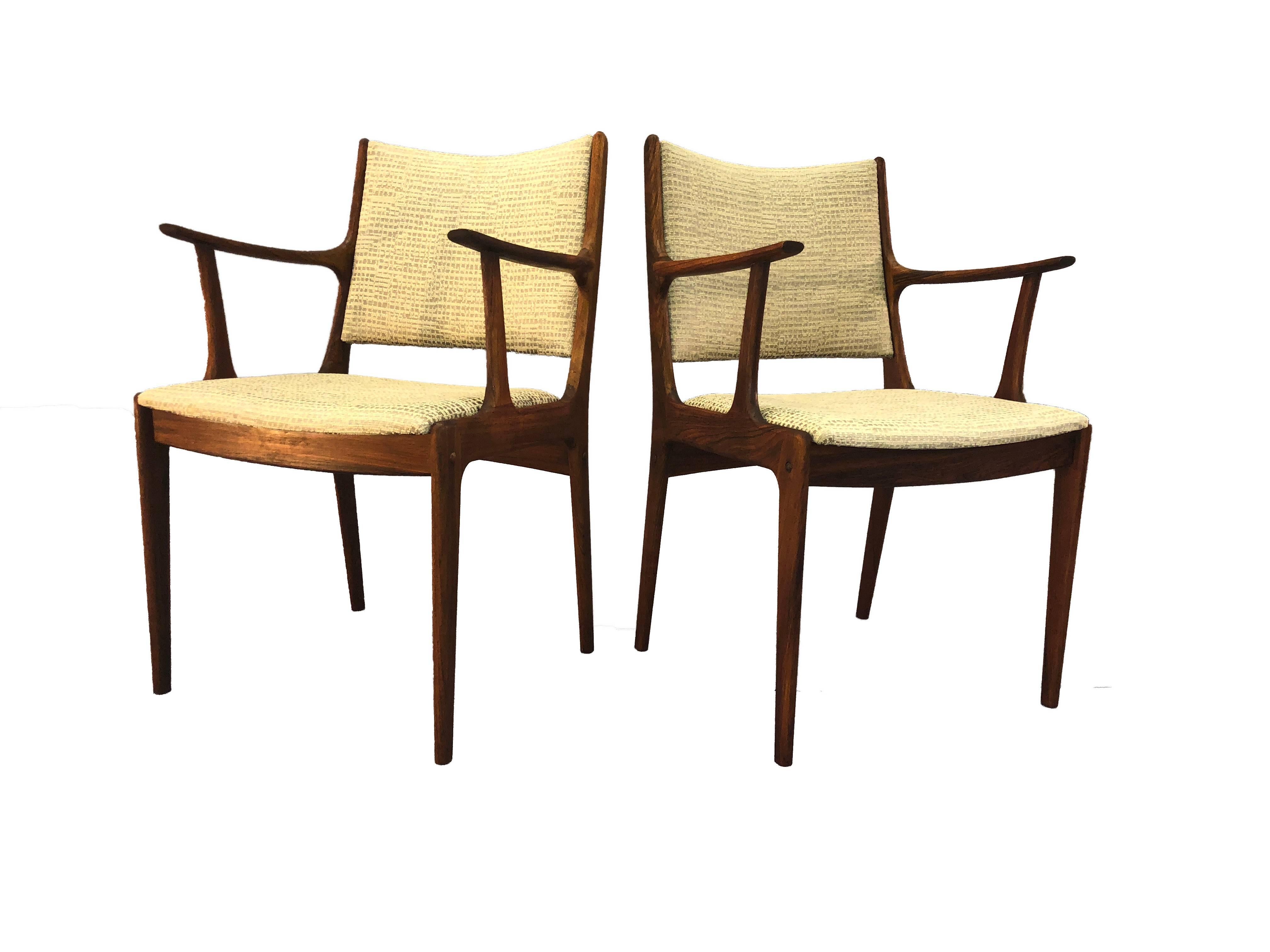Danish Rosewood Dining Room Chairs Attributed to Johannes Anderson, Set of Five For Sale 3