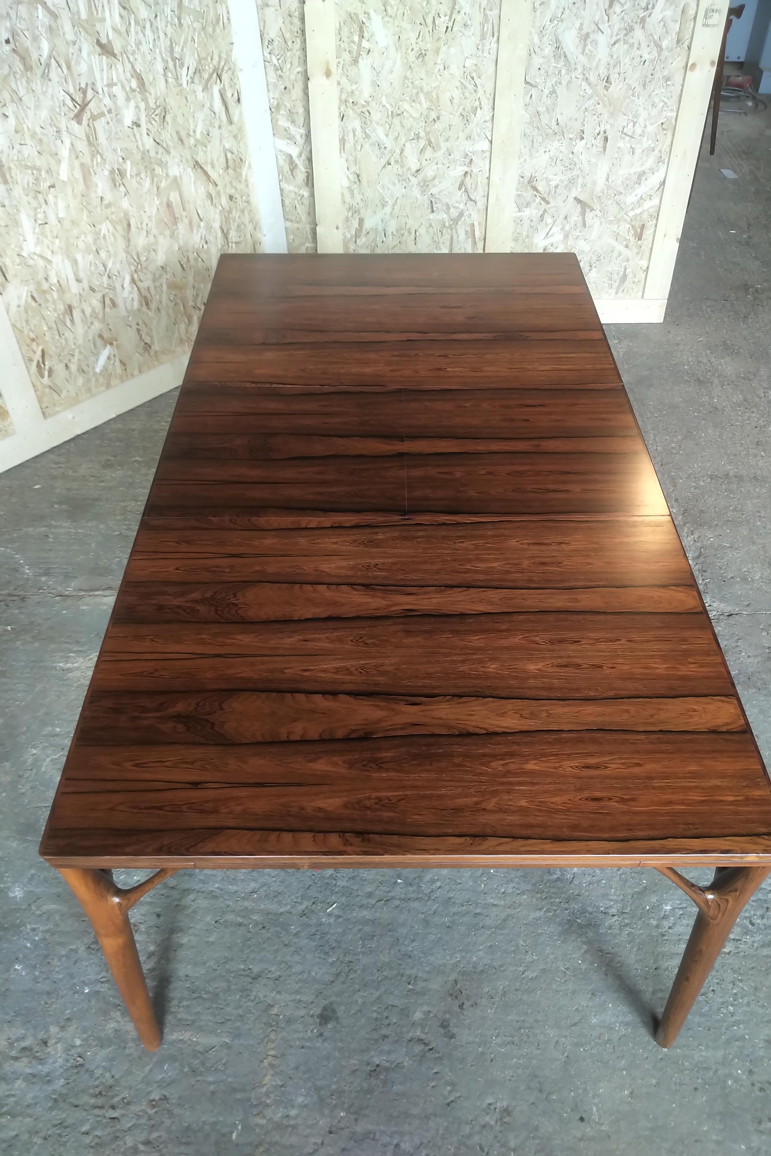Wood Danish Rosewood Dining Table circa 1950s Attributed to Helge Vestergaard Jensen For Sale