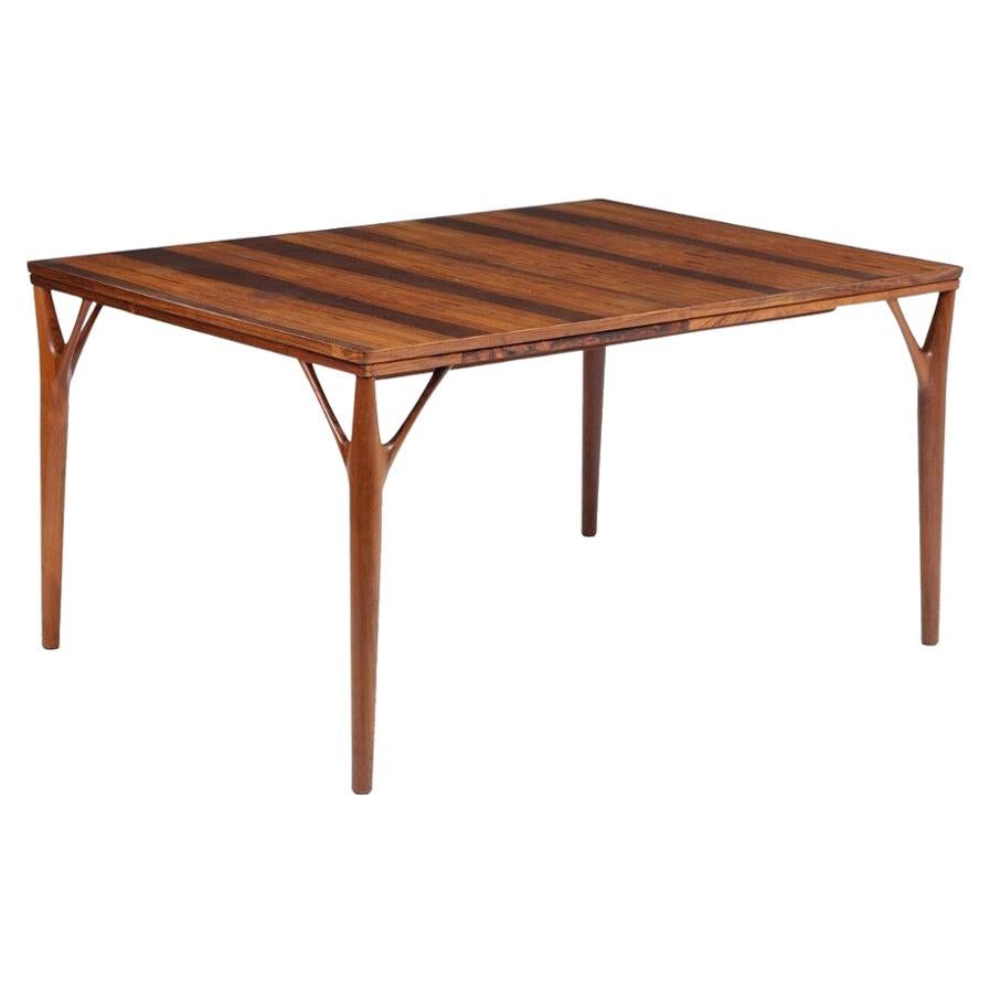 Danish Rosewood Dining Table circa 1950s Attributed to Helge Vestergaard Jensen For Sale