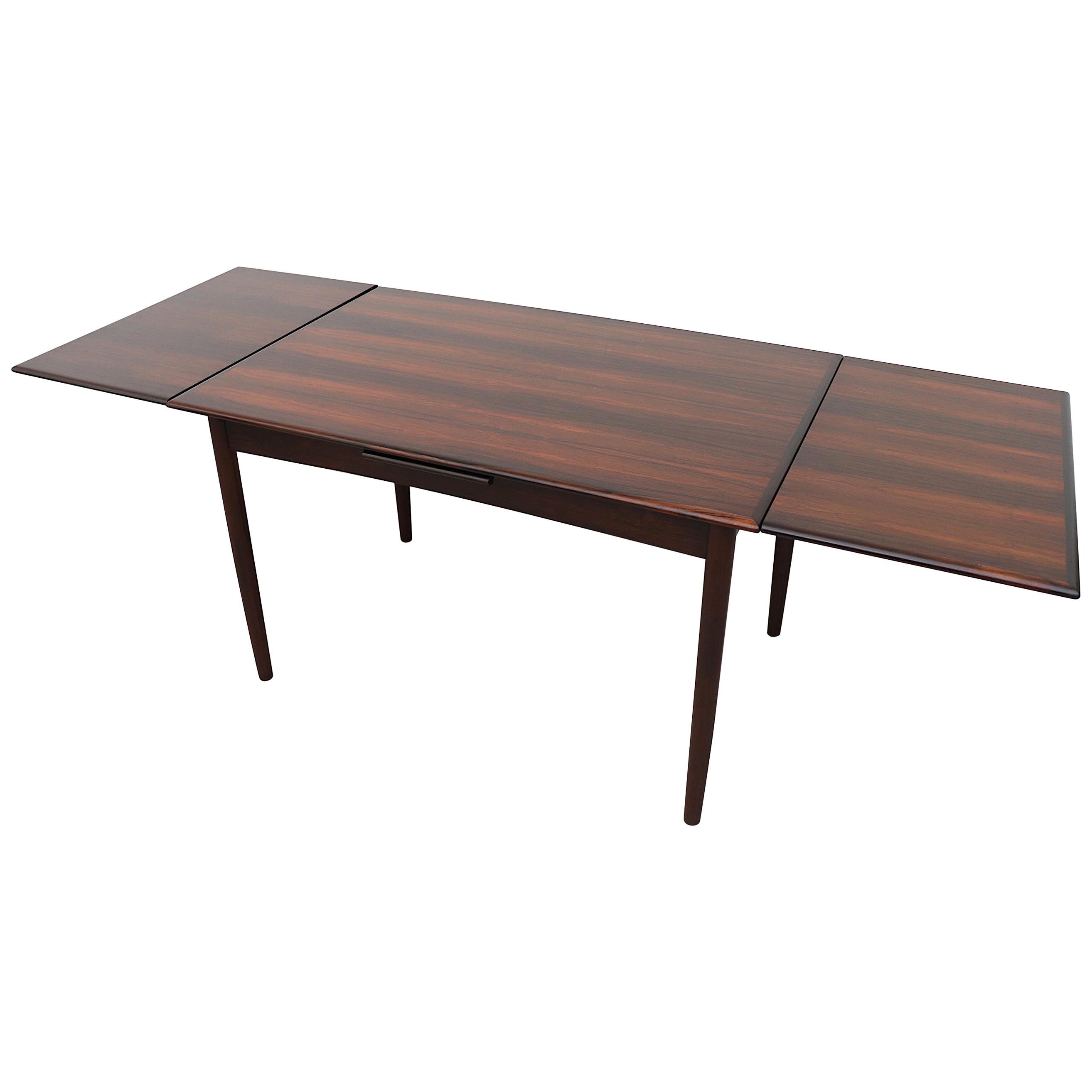 Danish Rosewood Dining Table with Leaf Extension