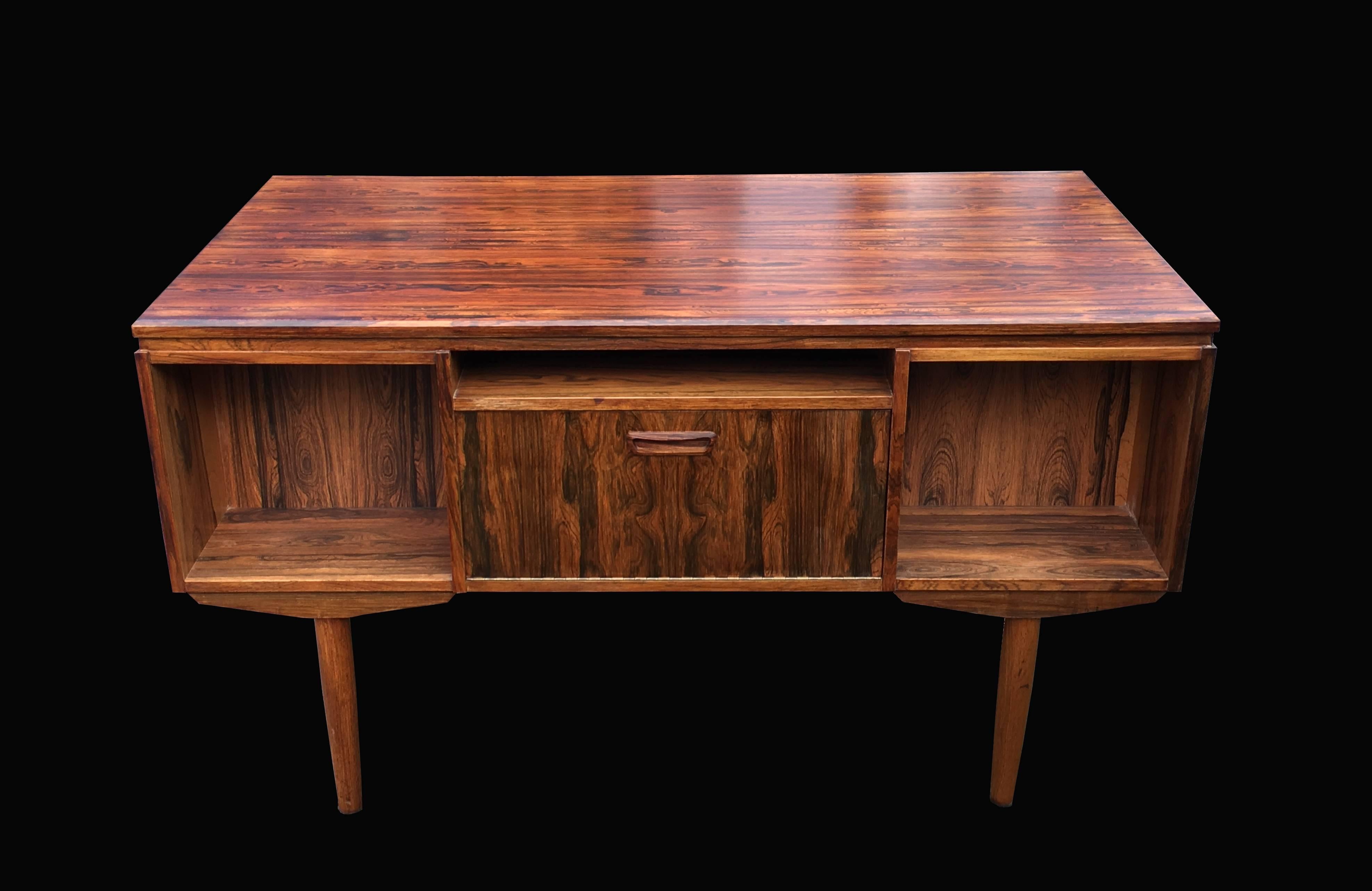 Danish Rosewood Double Sided Desk by A P Mobler of Jyland Senstrup In Excellent Condition In Little Burstead, Essex