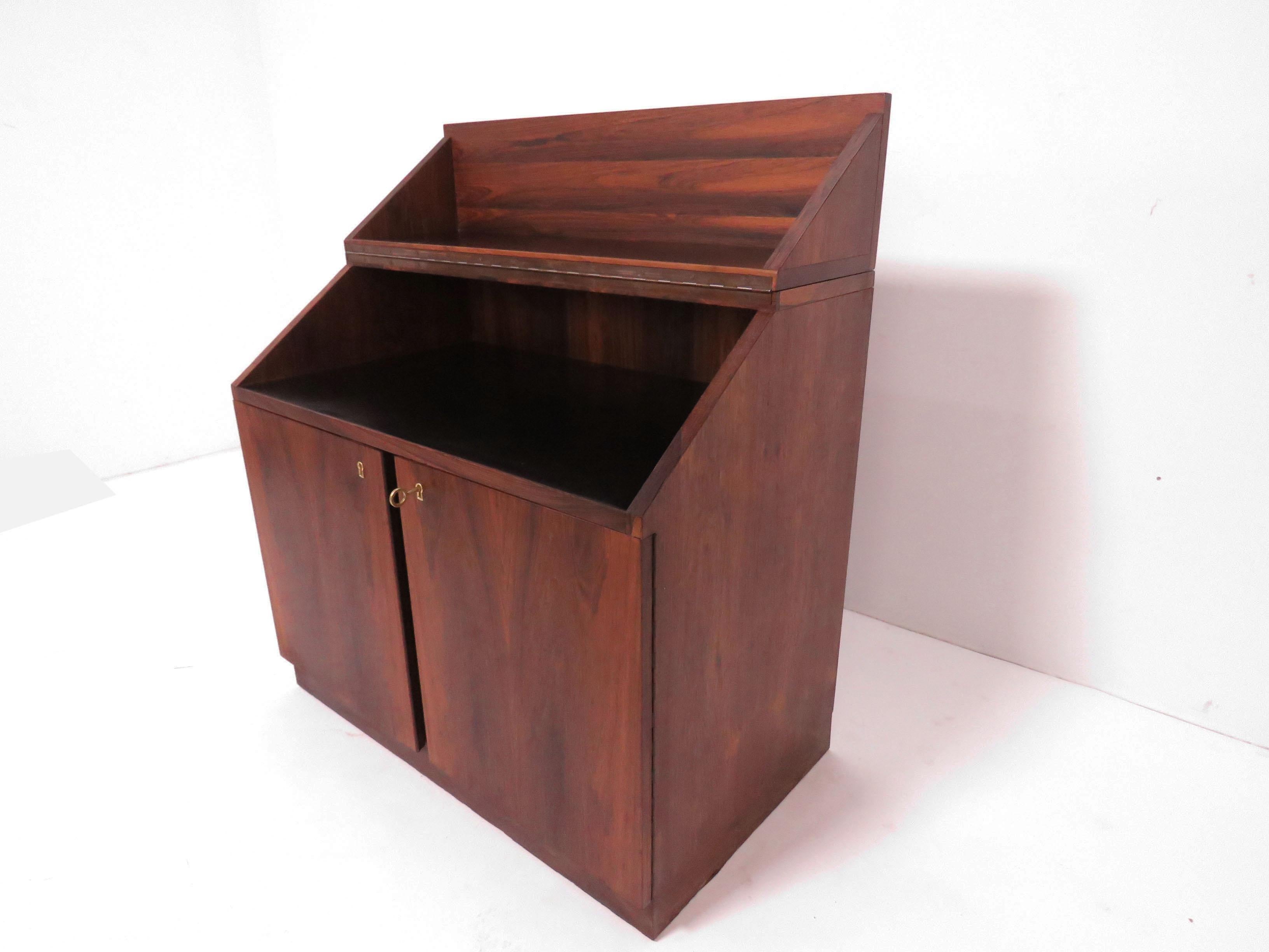 Danish Rosewood Dry Bar Cabinet, circa 1960s In Good Condition In Peabody, MA