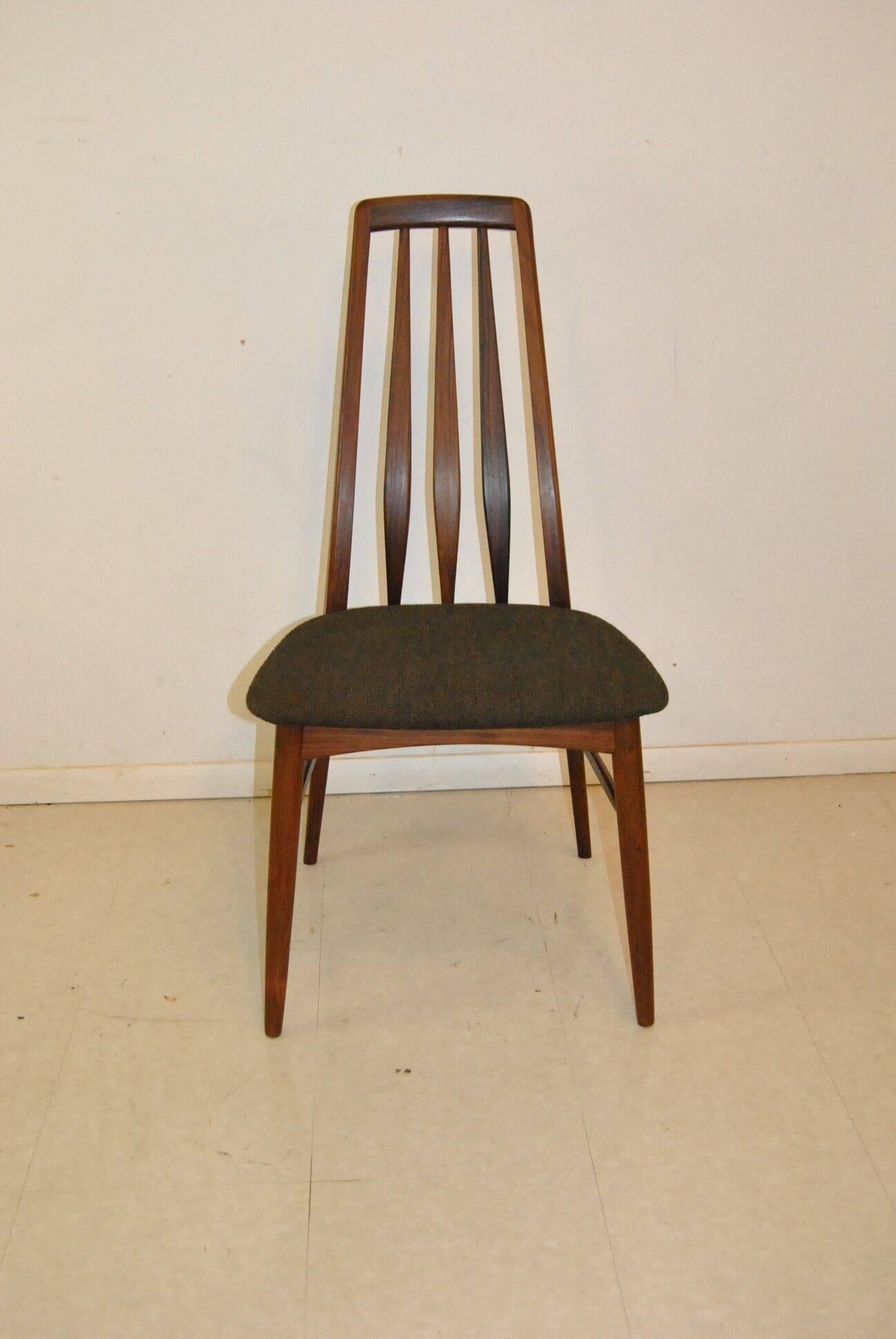 A set of eight Danish rosewood dining room chairs by Niels Koefoed for Hornslet Mobelfabrik. Referred to as the 