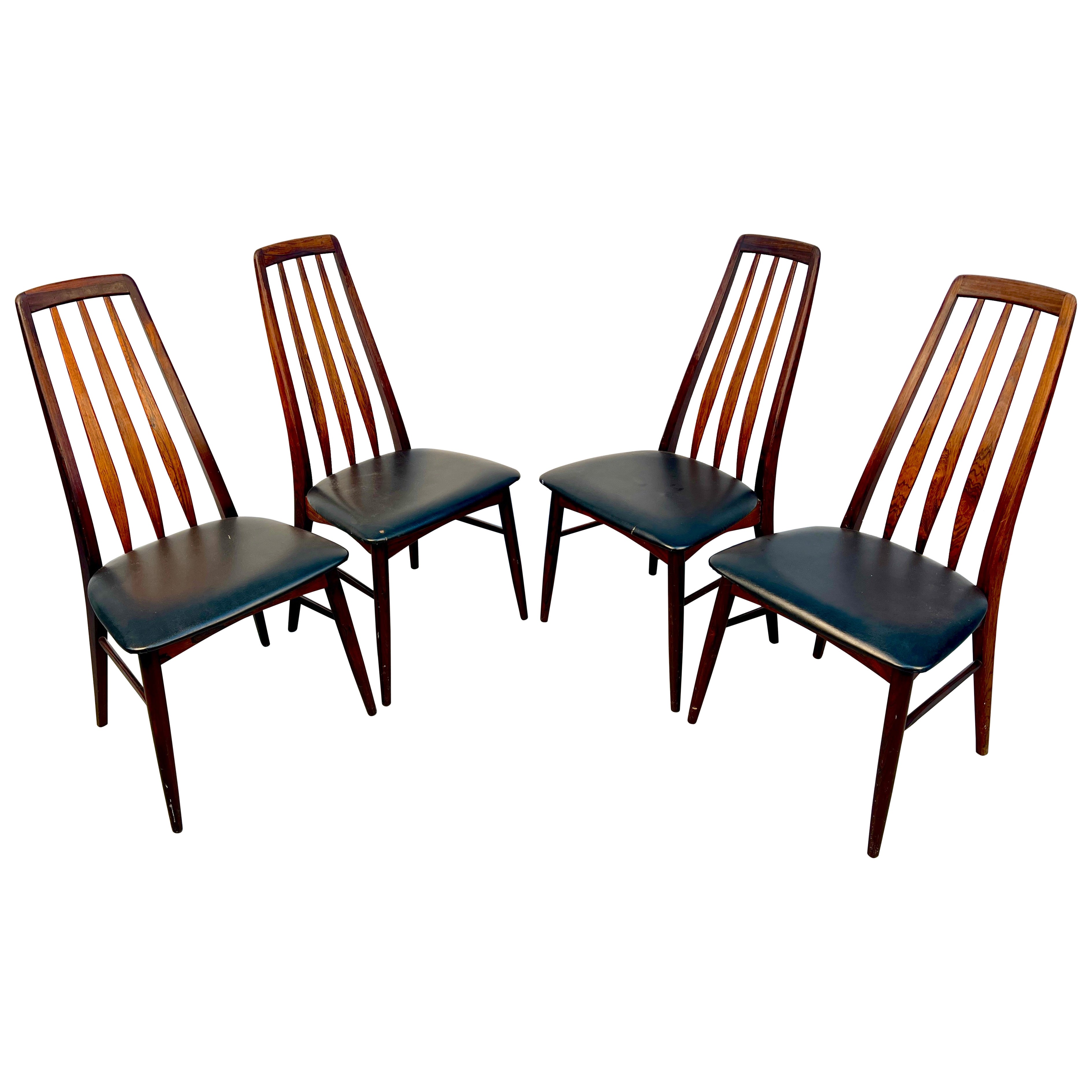 Sillas de comedor danesas de palisandro "Eva" de Niels Koefoed en venta