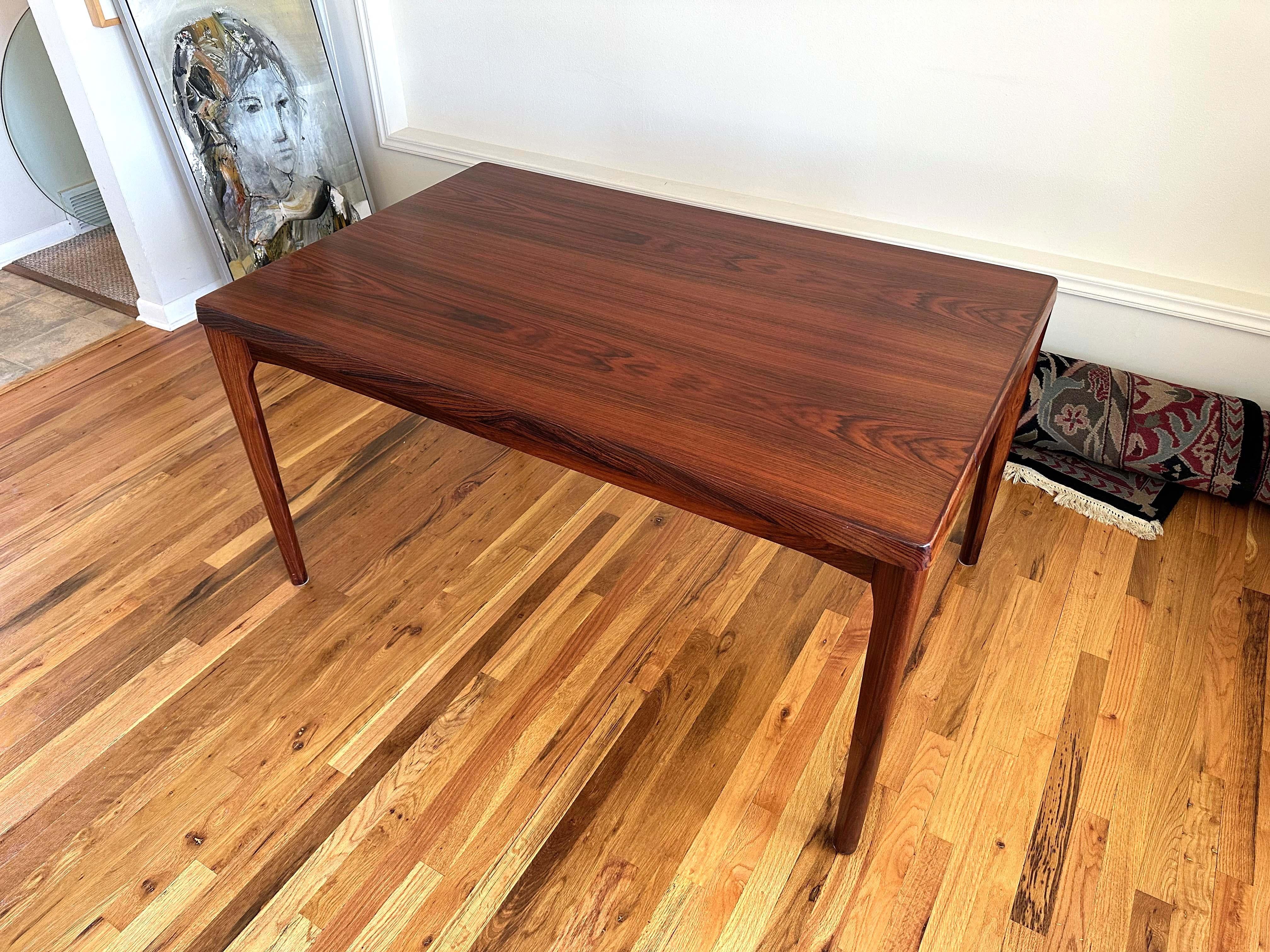 Danish Rosewood Extendable Dining Table by Henning Kjærnulf  In Good Condition In Littleton, CO