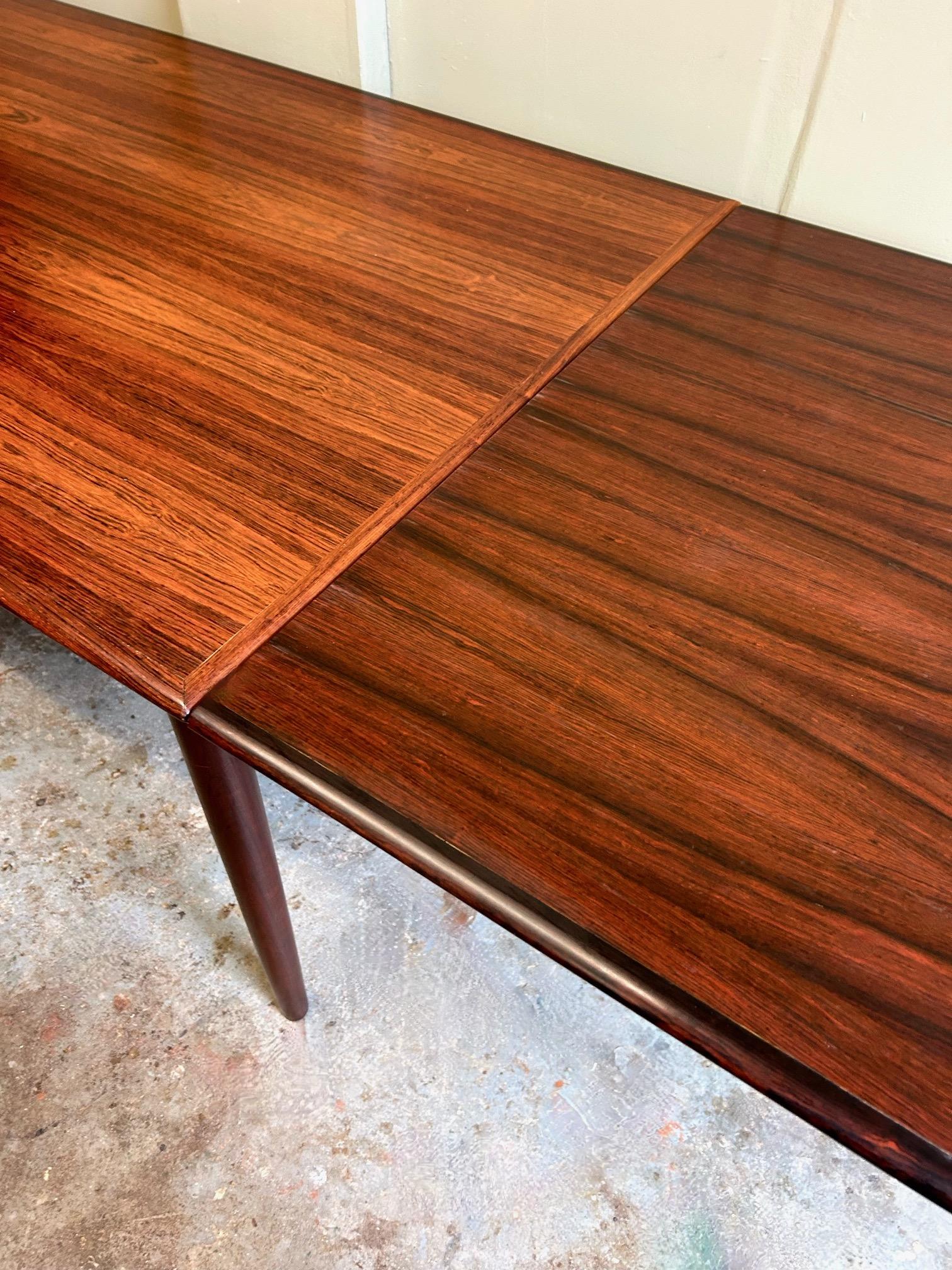 Polished Danish Rosewood Extending Dining Table Mid Century 1960s For Sale