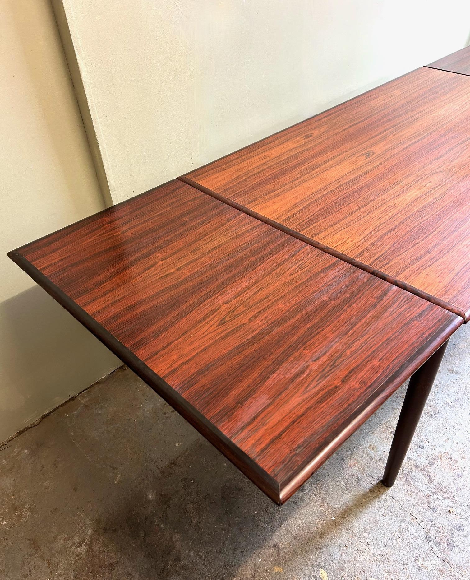 Danish Rosewood Extending Dining Table Mid Century 1960s For Sale 1