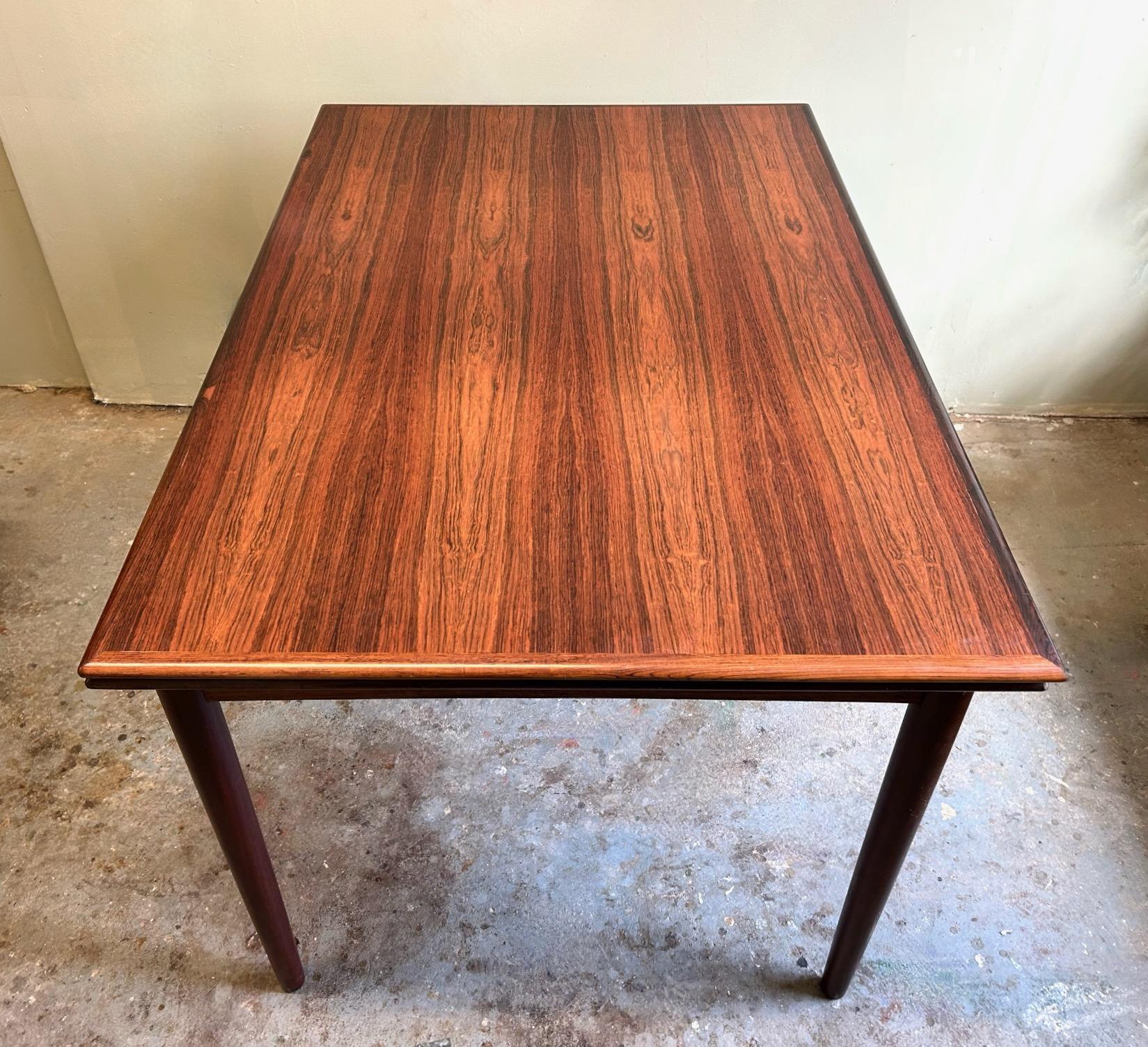 Danish Rosewood Extending Dining Table Mid Century 1960s For Sale 2