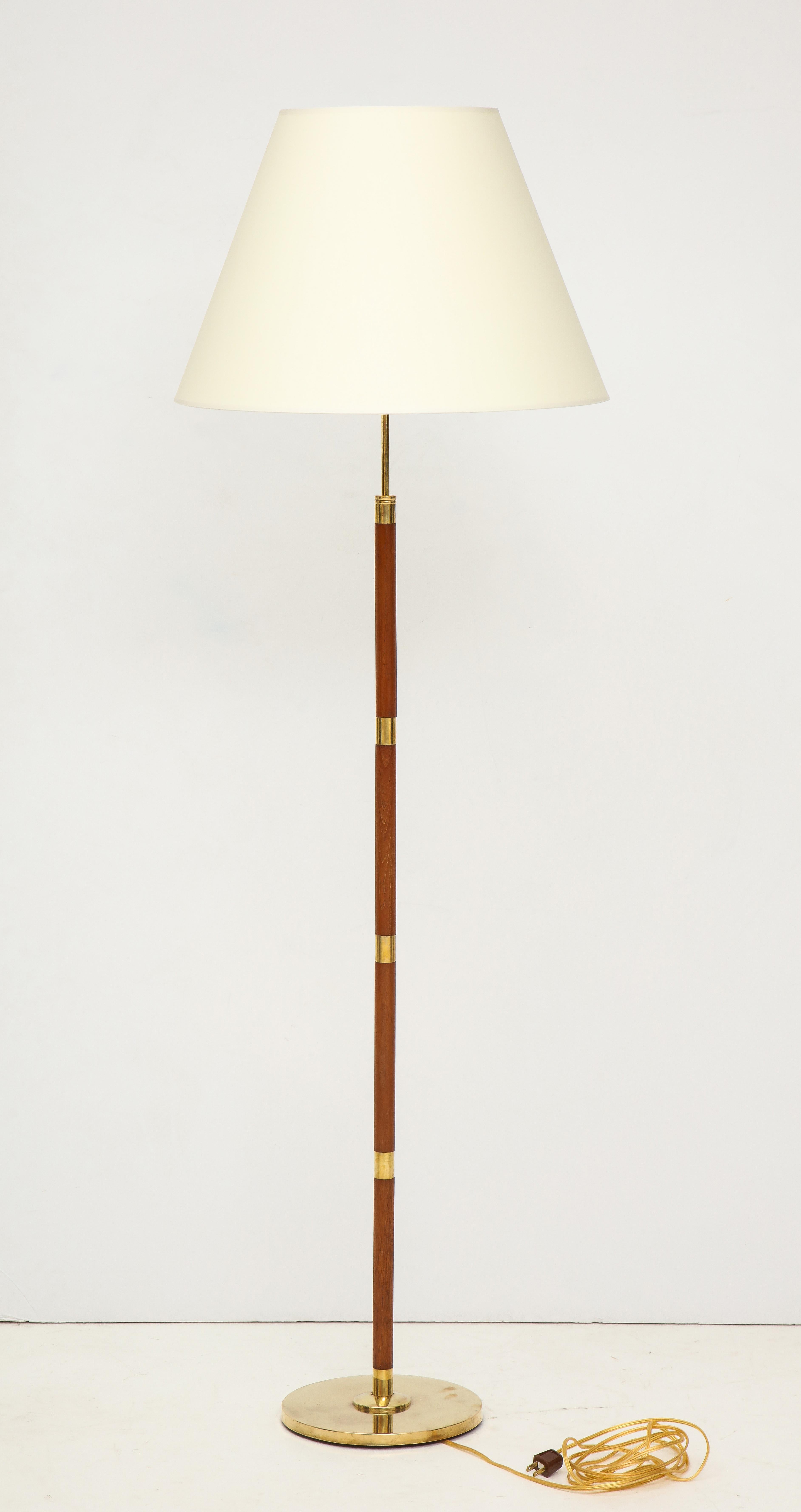 Danish Rosewood Floor Lamp with Brass Banding, circa 1960s 4