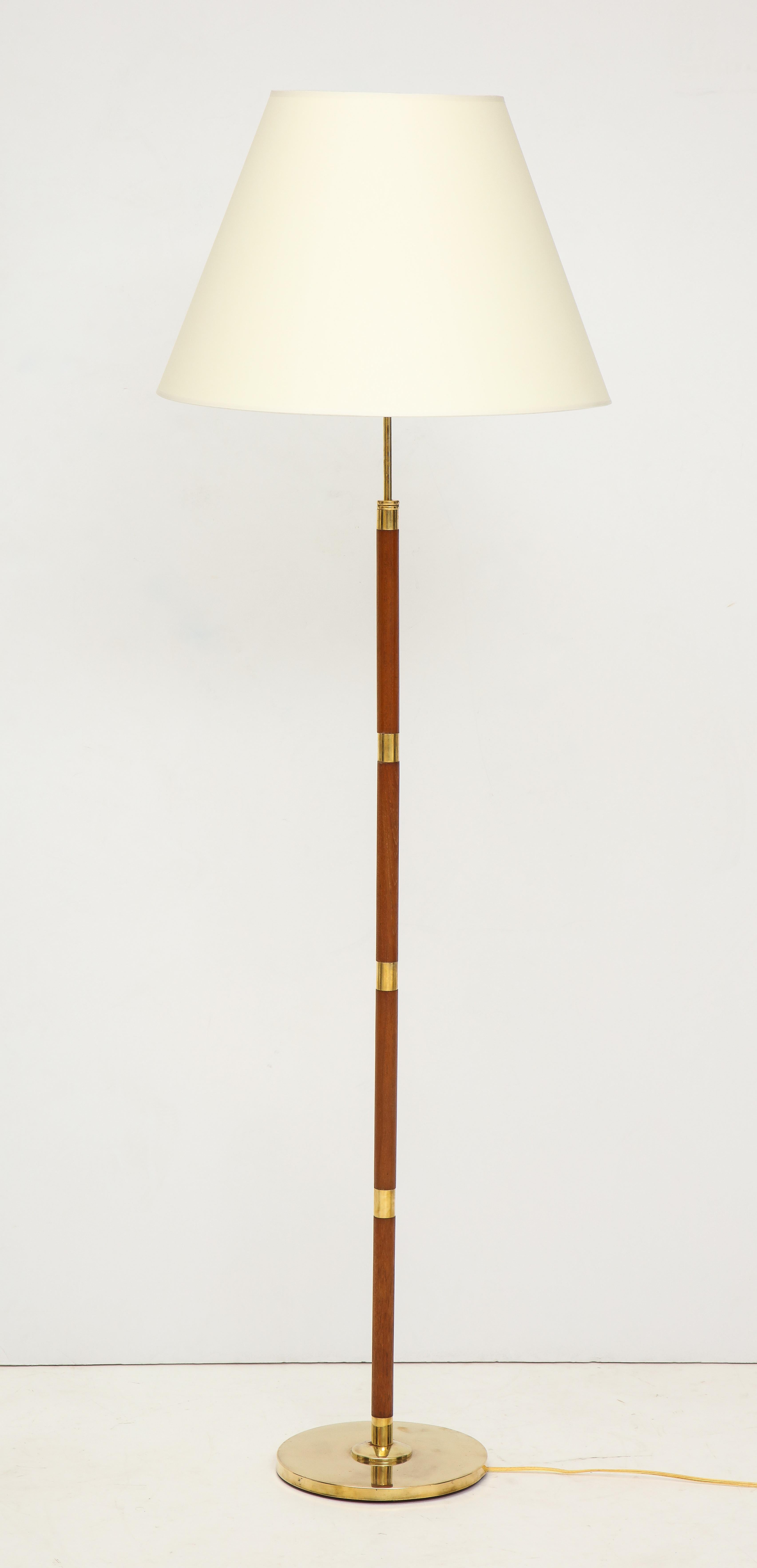 Mid-Century Modern Danish Rosewood Floor Lamp with Brass Banding, circa 1960s