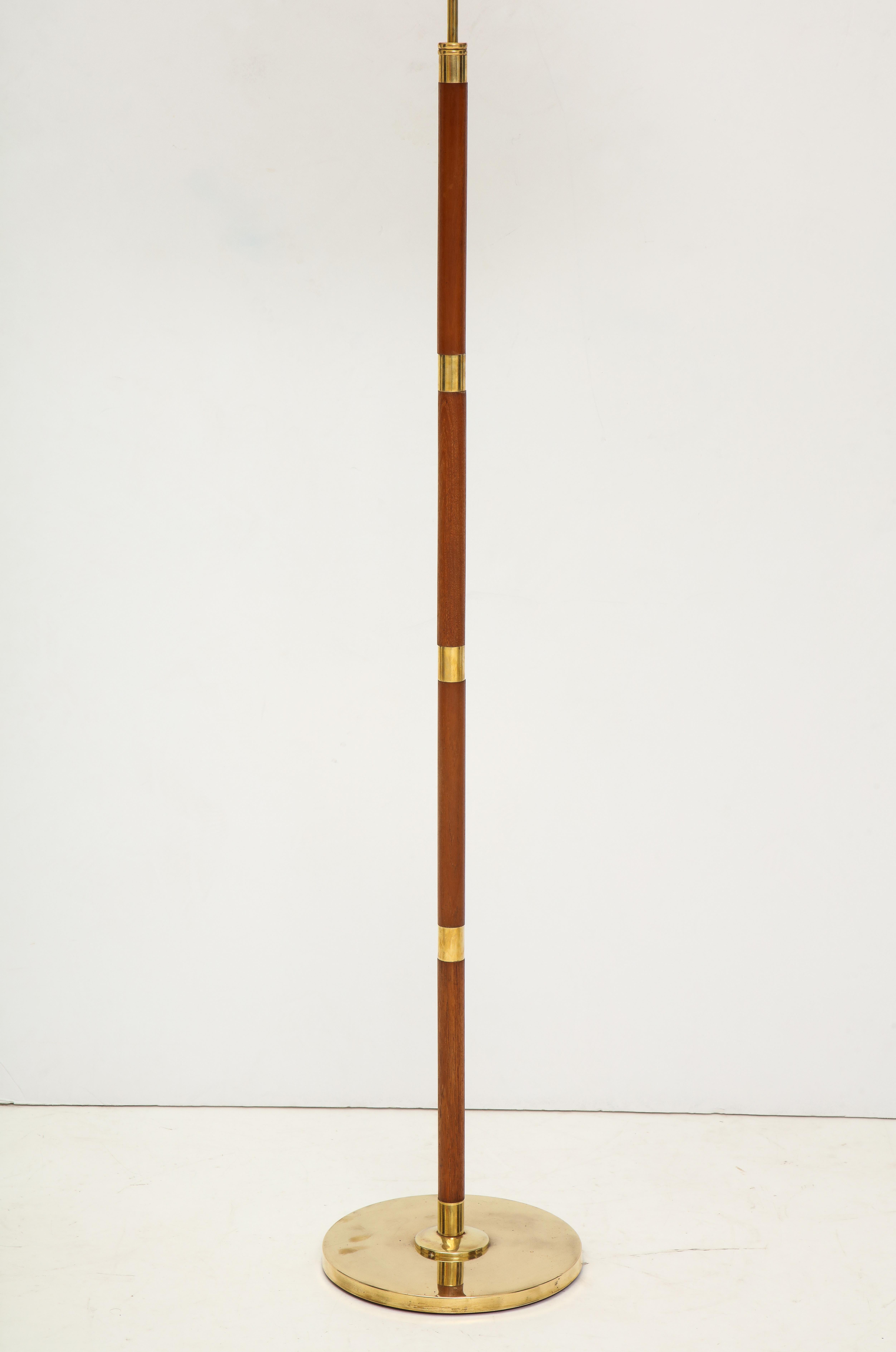 Danish Rosewood Floor Lamp with Brass Banding, circa 1960s In Good Condition In New York, NY