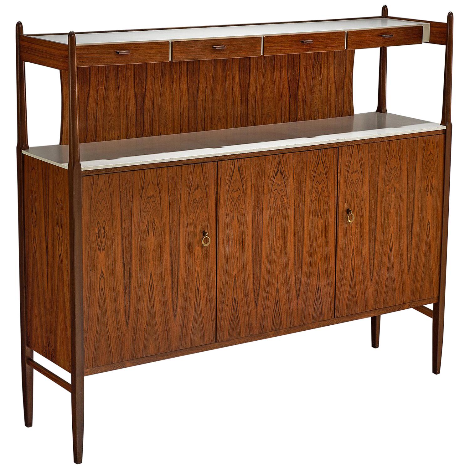 Danish Rosewood Highboard with Brass Details