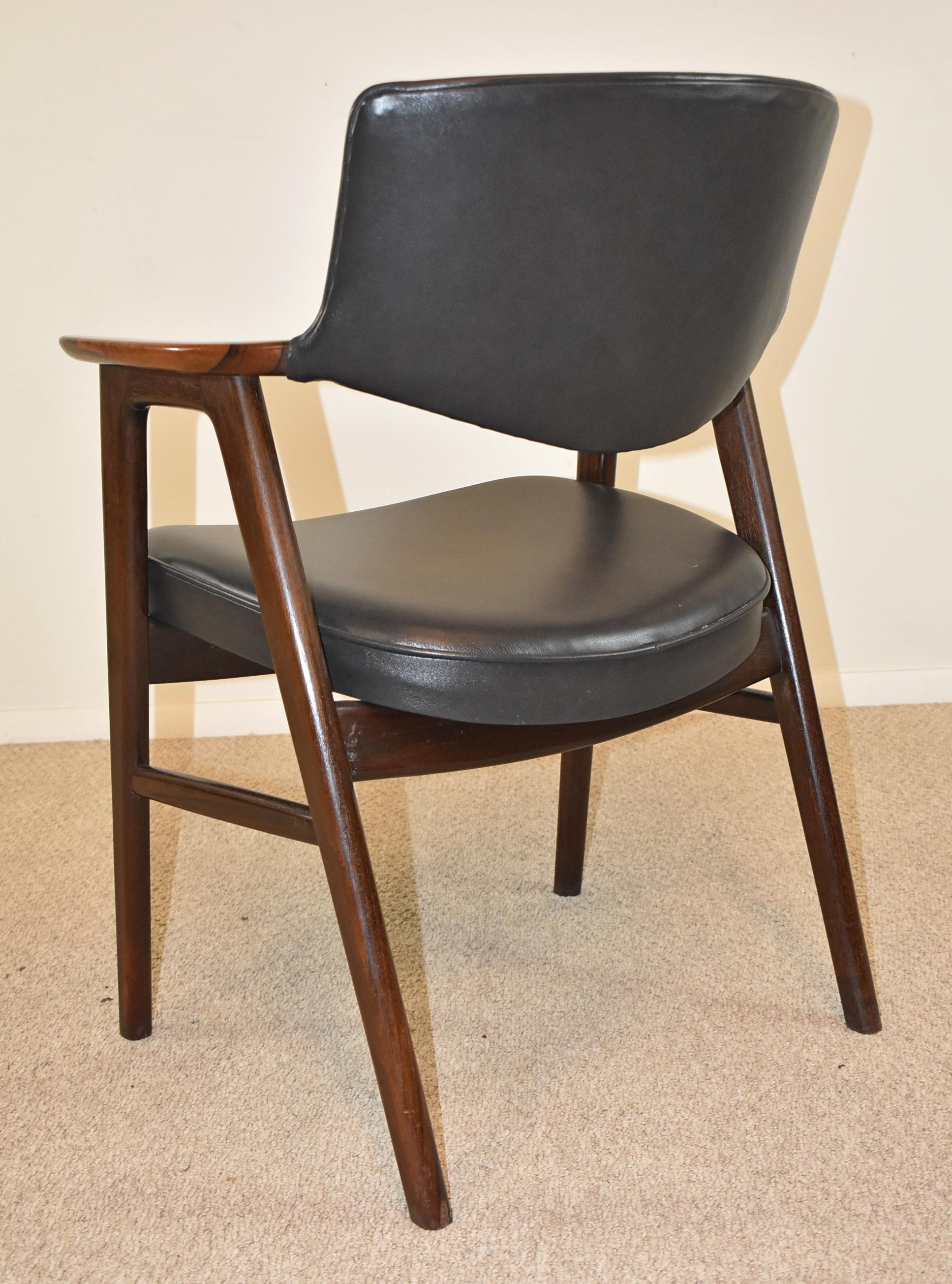 20th Century Danish Rosewood Leather Chair by Erik Kirkegaard