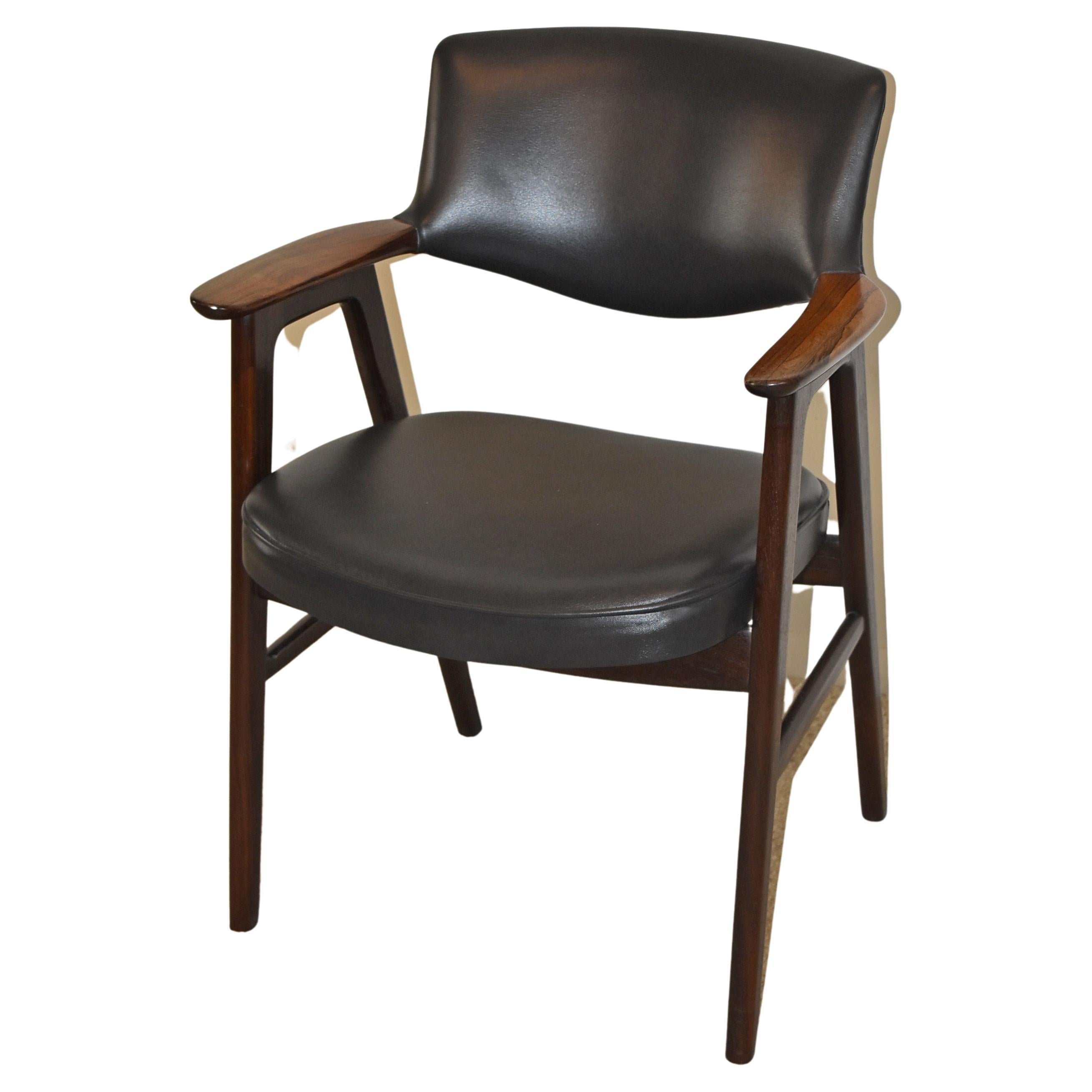 Danish Rosewood Leather Chair by Erik Kirkegaard