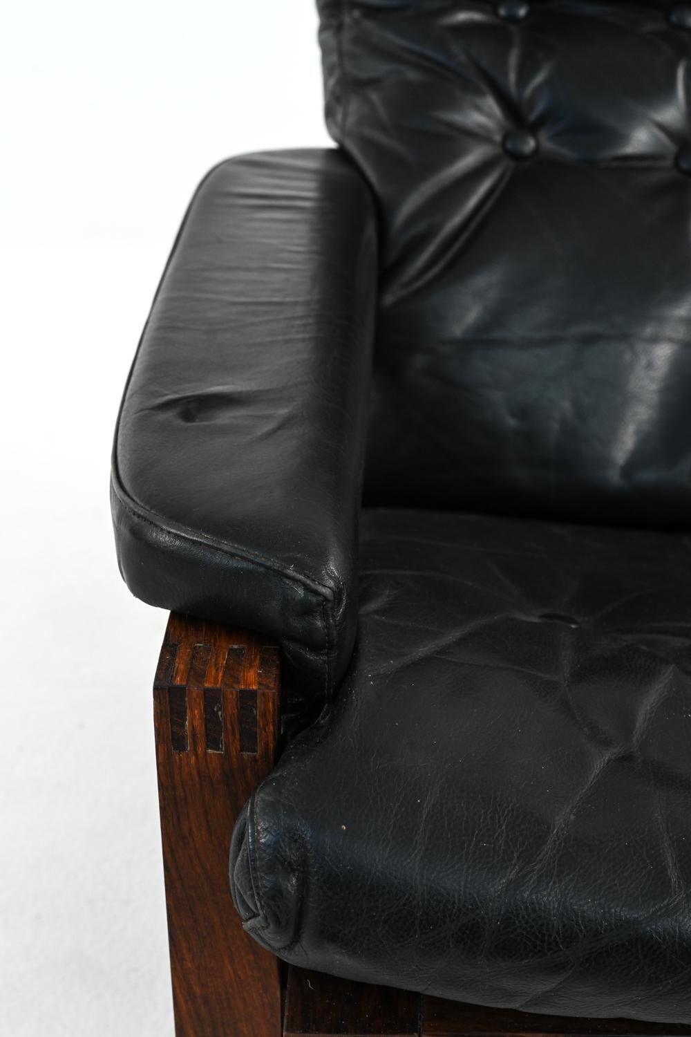 Danish Rosewood & Leather Lounge Chair in the Manner of Percival Lafer, c. 1980 For Sale 2