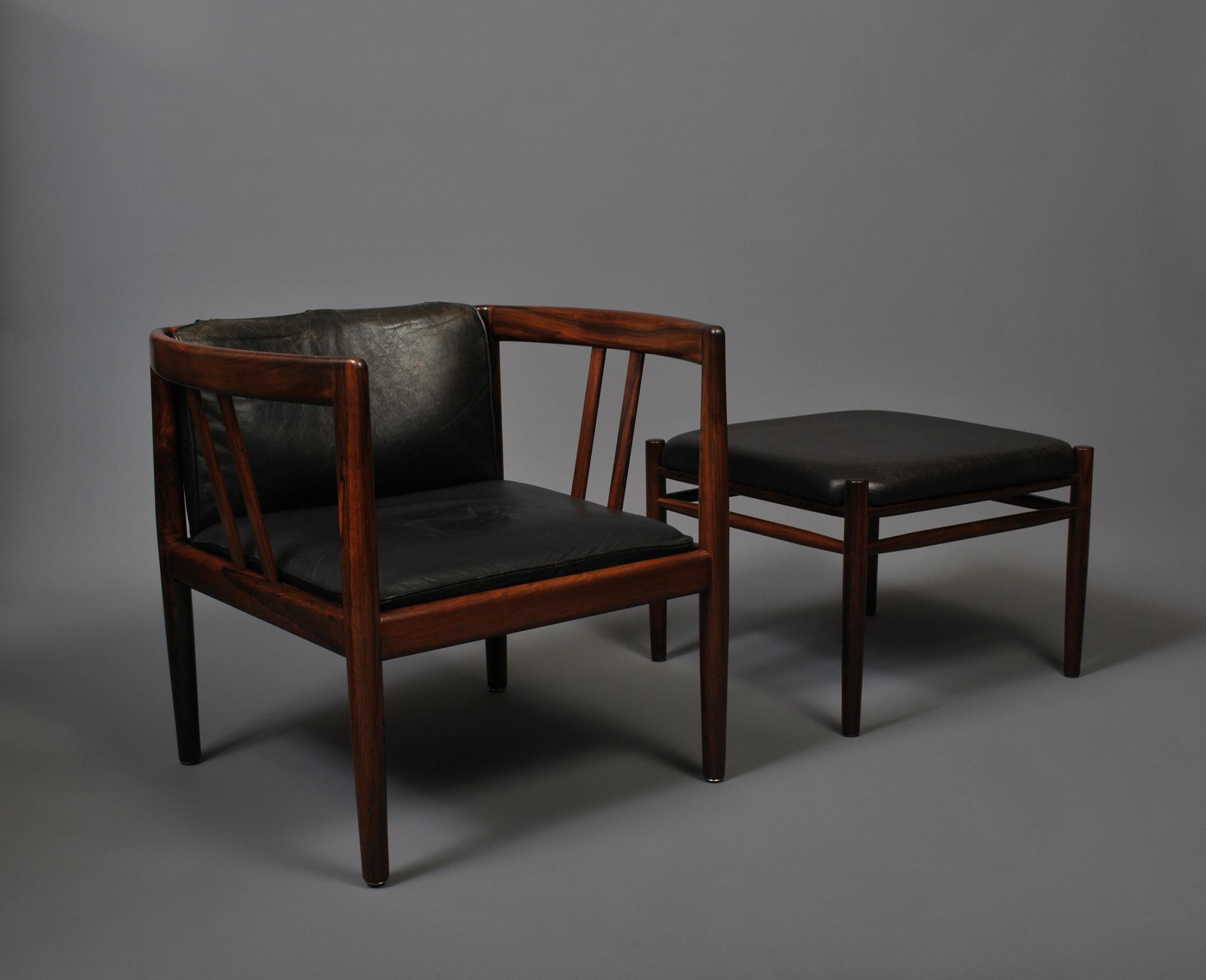 Scandinavian Modern Danish Lounge Chair & Ottoman
