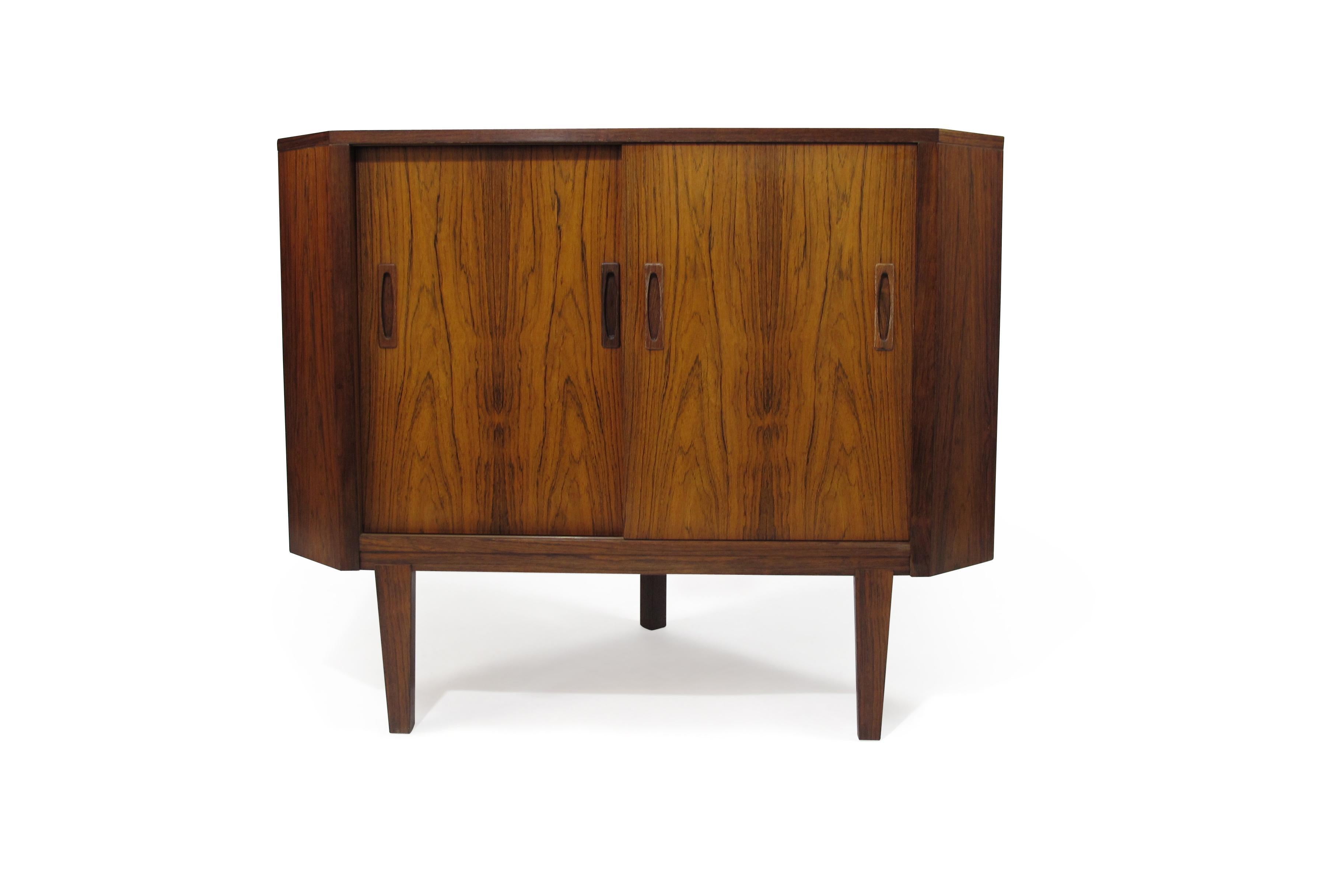 Scandinavian Modern Danish Rosewood Low Corner Cabinet For Sale