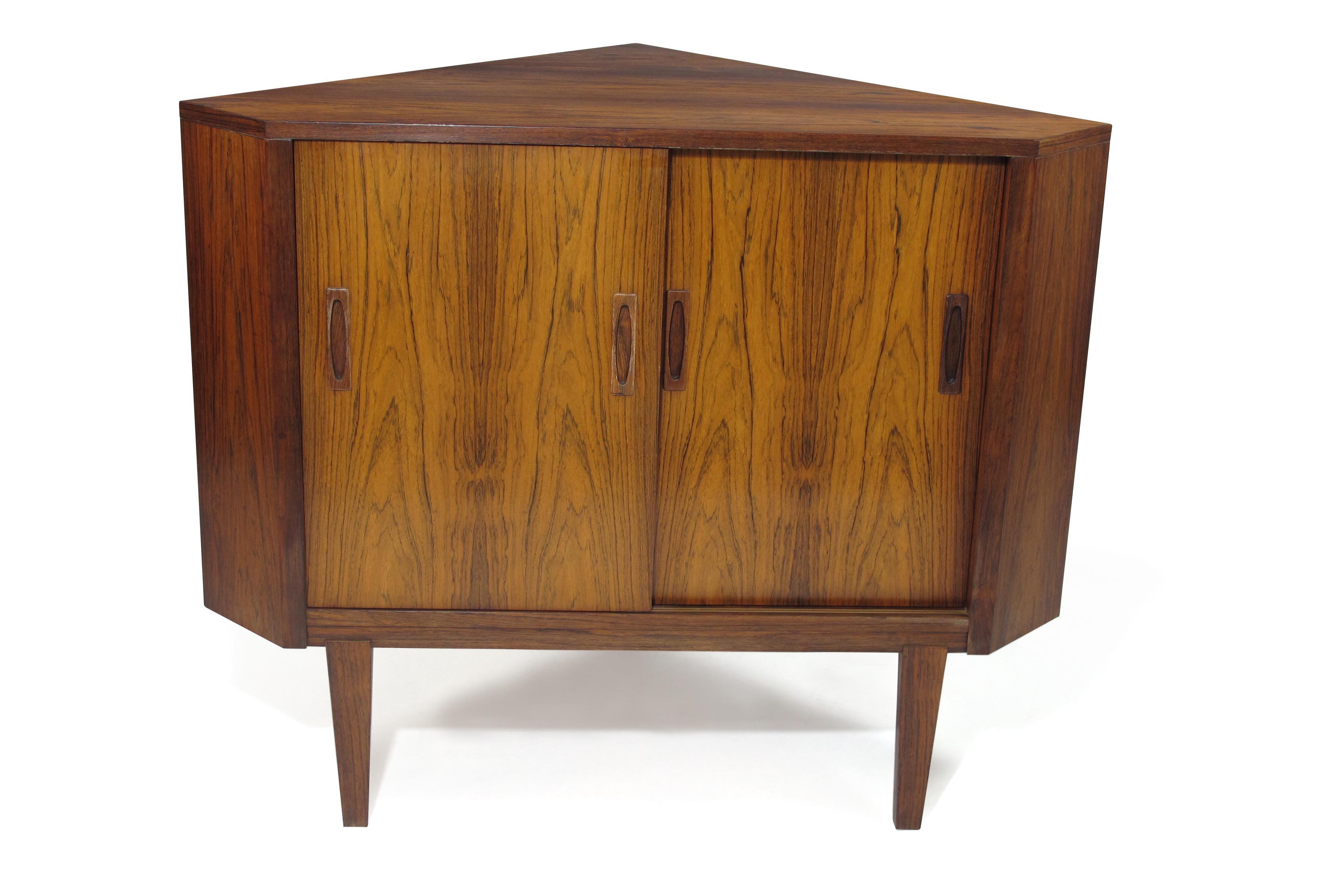 Oiled Danish Rosewood Low Corner Cabinet For Sale