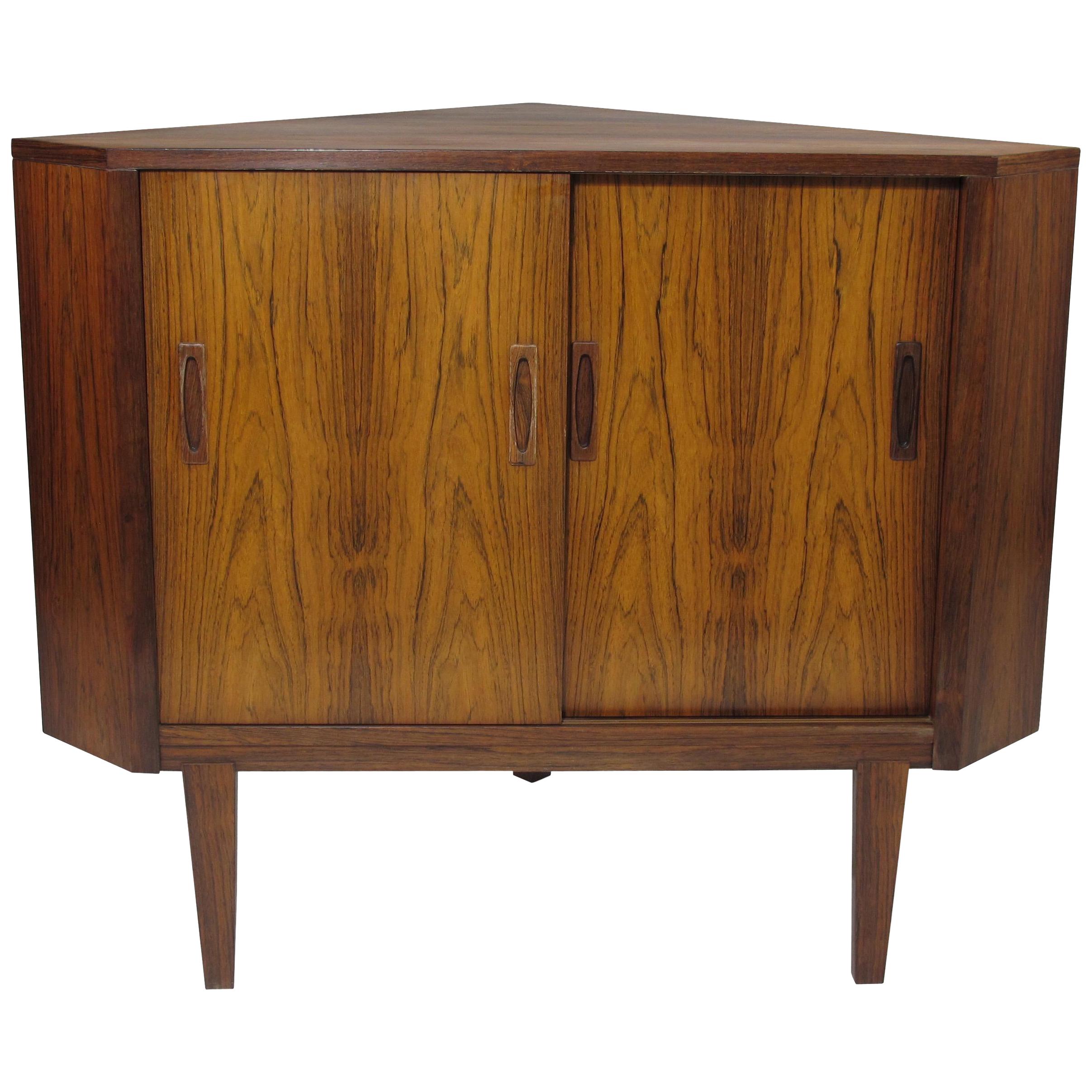 Danish Rosewood Low Corner Cabinet For Sale