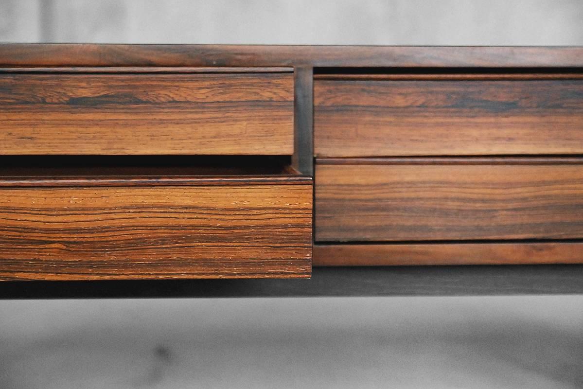 Danish Rosewood Low Sideboard with Drawers, 1960s 1