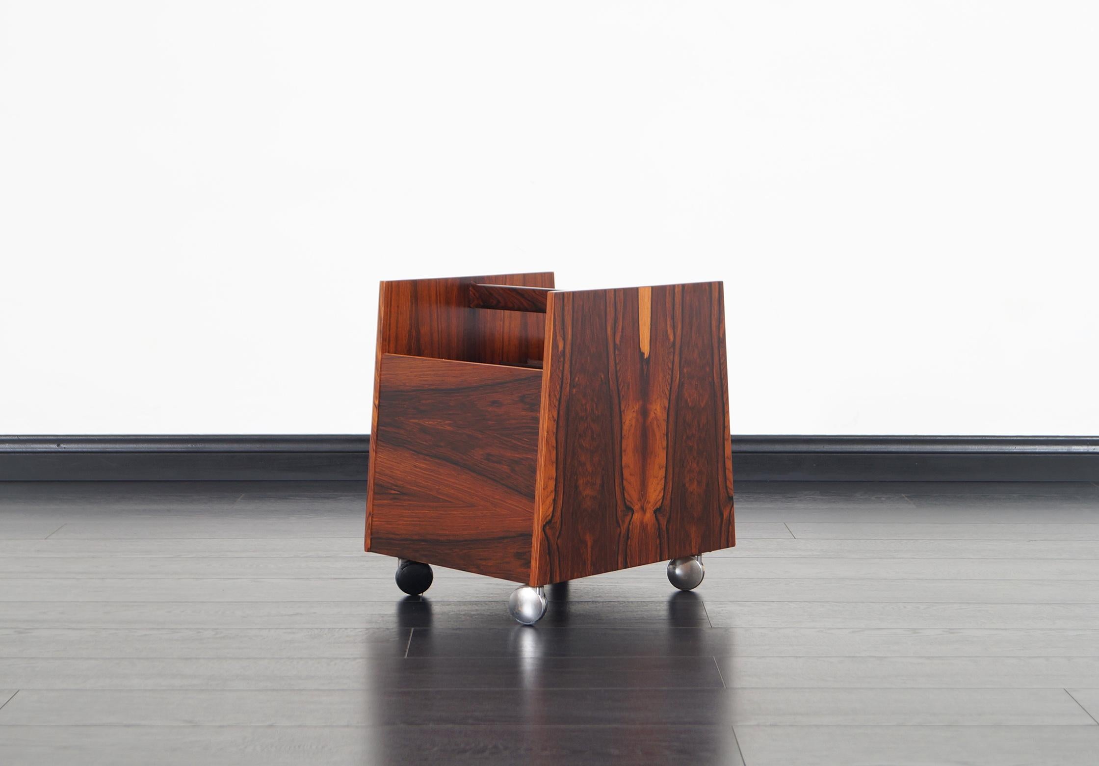 Mid-20th Century Danish Rosewood Magazine or Record Stand by Rolf Hesland