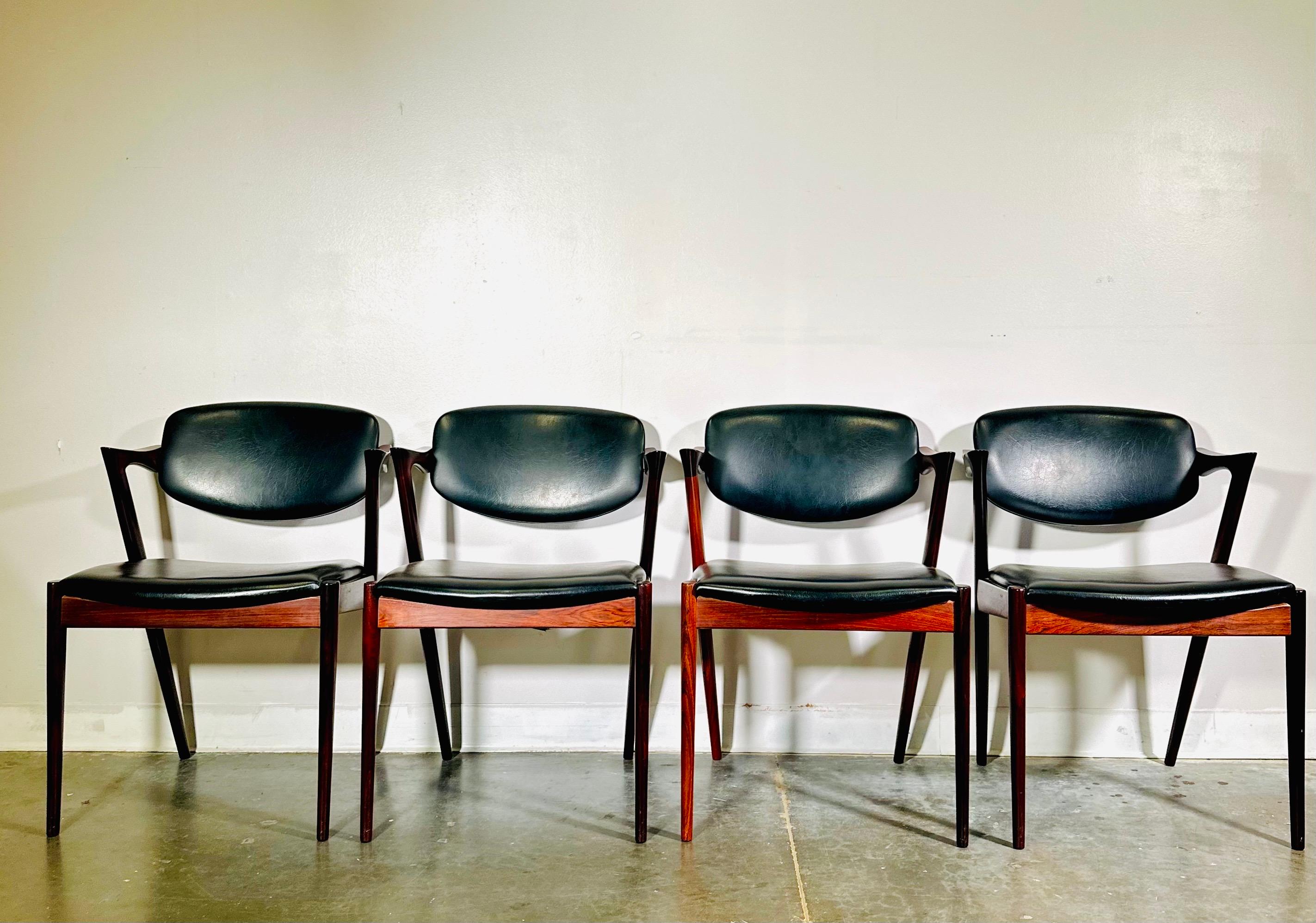 Sillas de comedor MCM danesas de palisandro de Kai Kristiansen Danés en venta