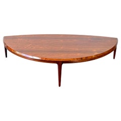 Danish Rosewood MCM Half Moon Coffee Table By Johannes Andersen