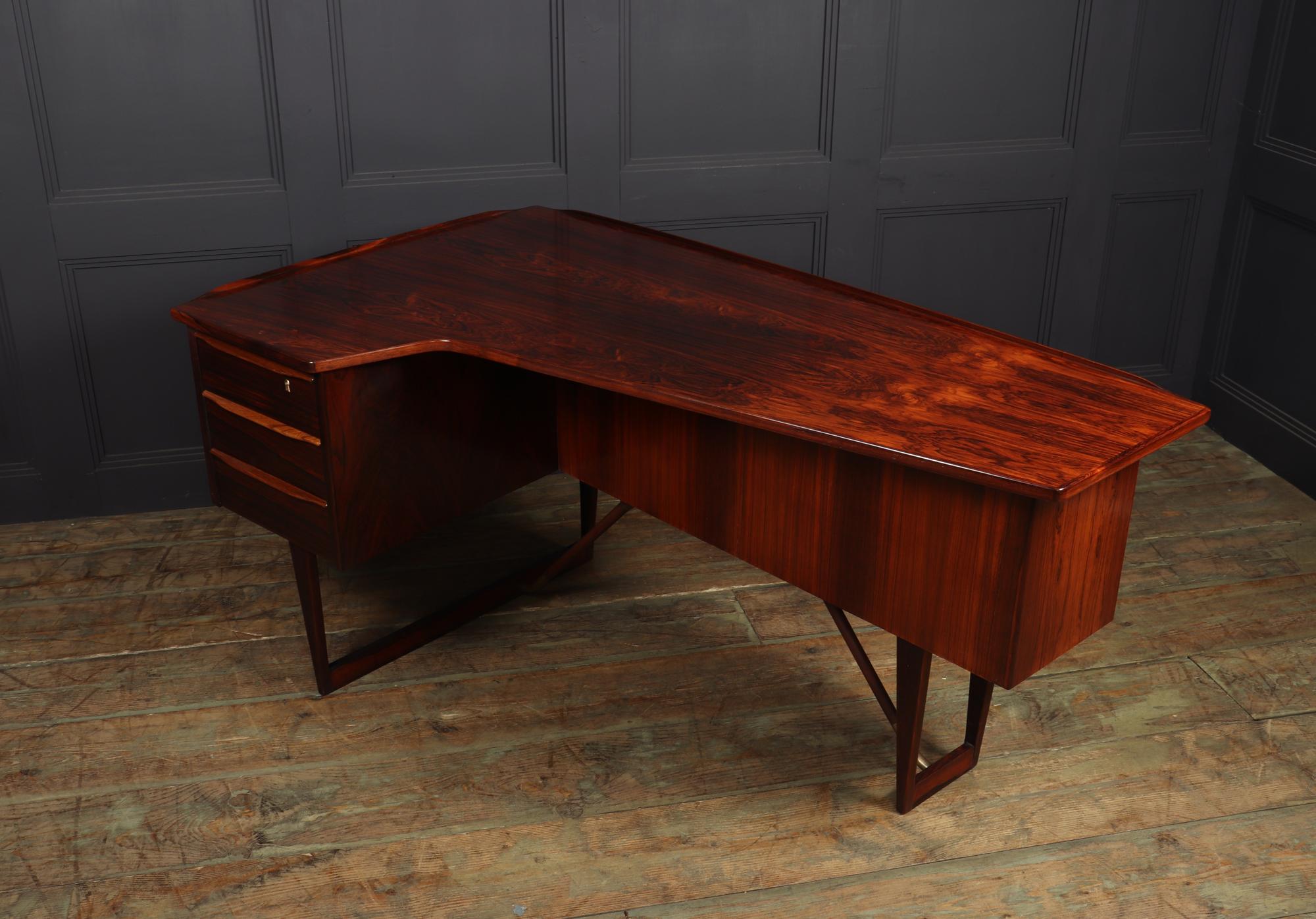 Danish Rosewood Mid Century Boomerang Desk by Lovig 7