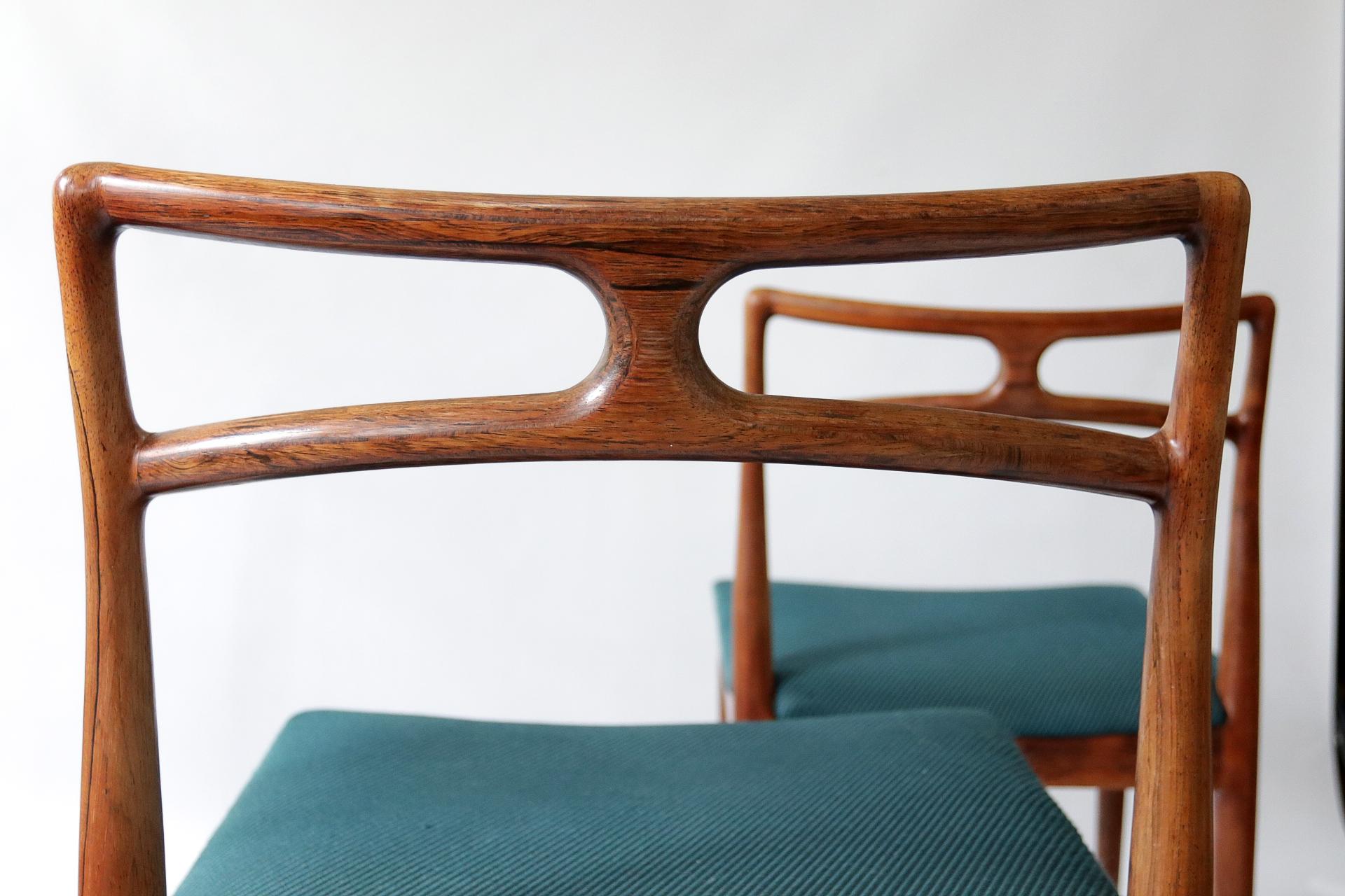 Mid-20th Century Danish Rosewood Mid-Century Dining Chairs Johannes Andersen Christian Linneberg