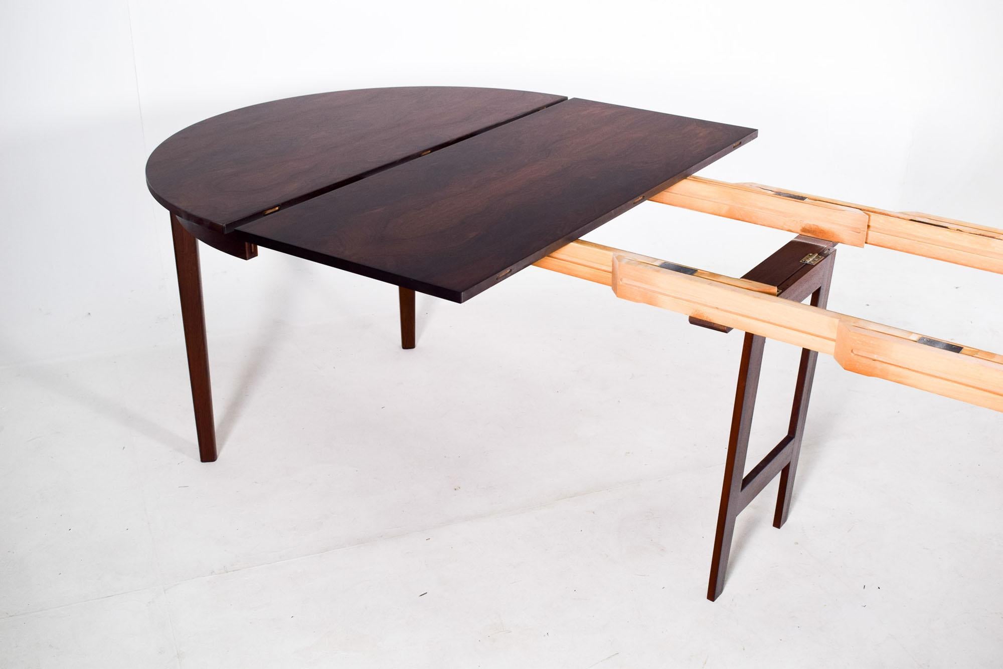 Mid Century Danish Rosewood Extending Dining Table, 1960 1