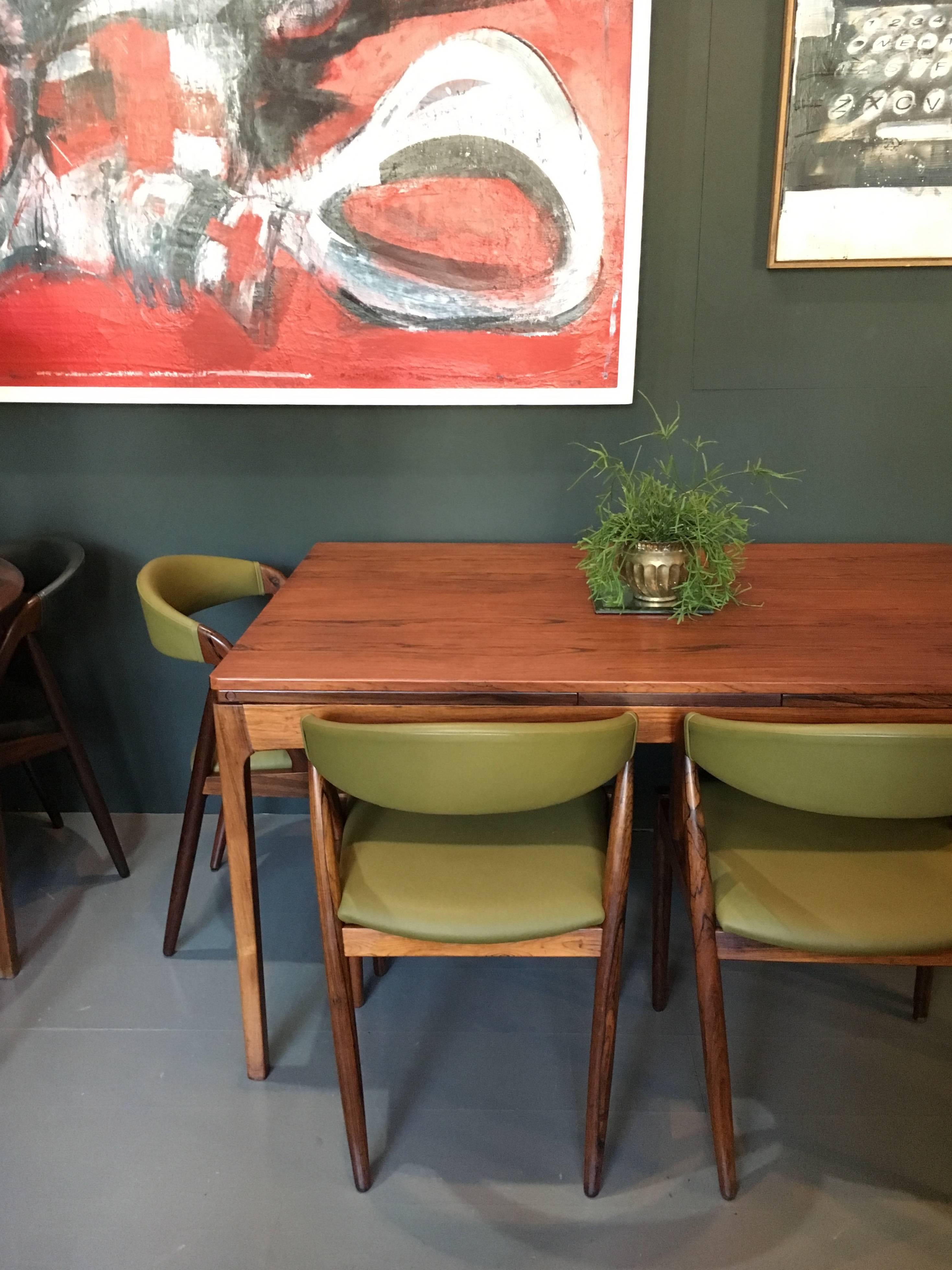 Mid-Century Modern Danish Rosewood Midcentury Dining Table, Double Extending