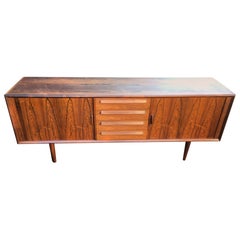 Danish 'Rosewood' Midcentury Sideboard with Tambour Doors and Four Drawers