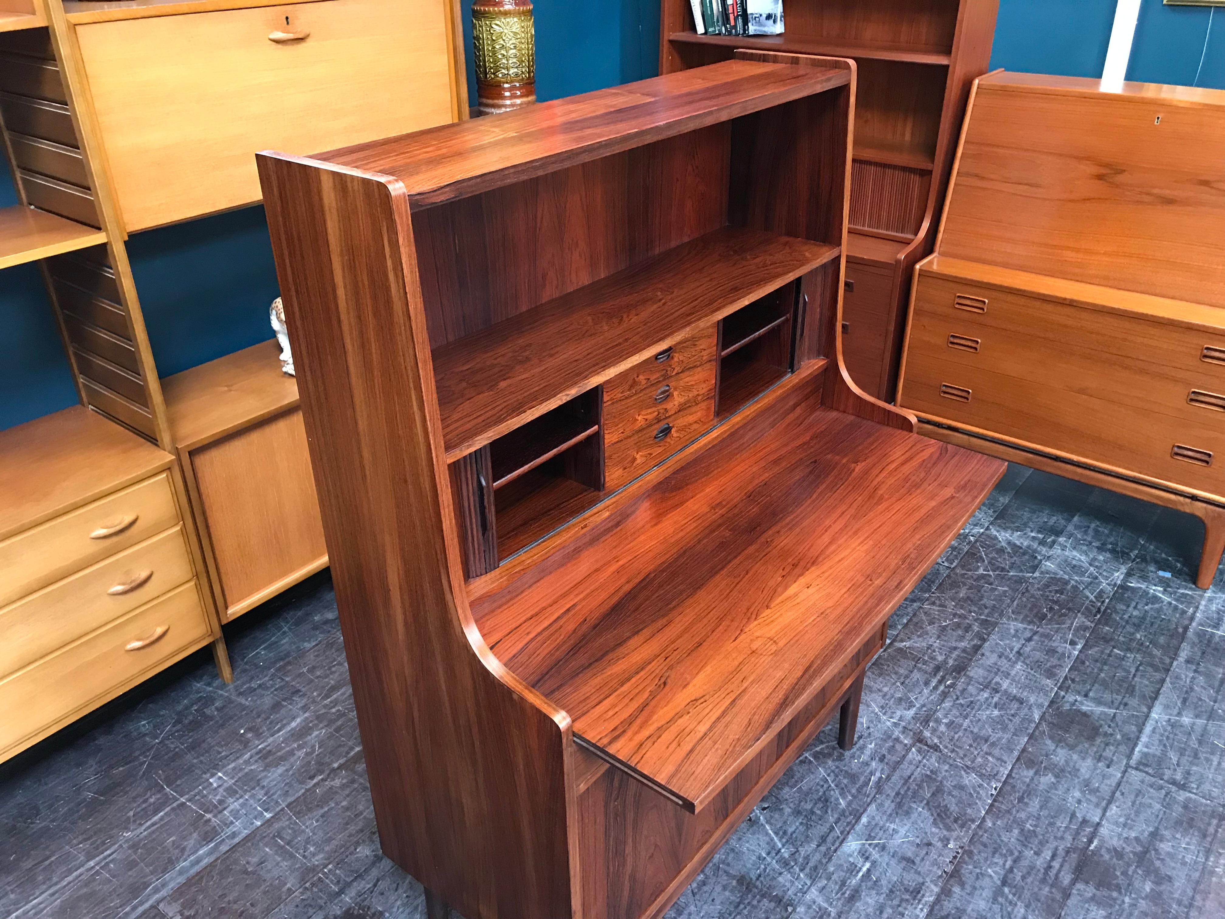 Danish Rosewood Midcentury Writing Bureau Desk by Bornholm Møbelfabrik For Sale 2