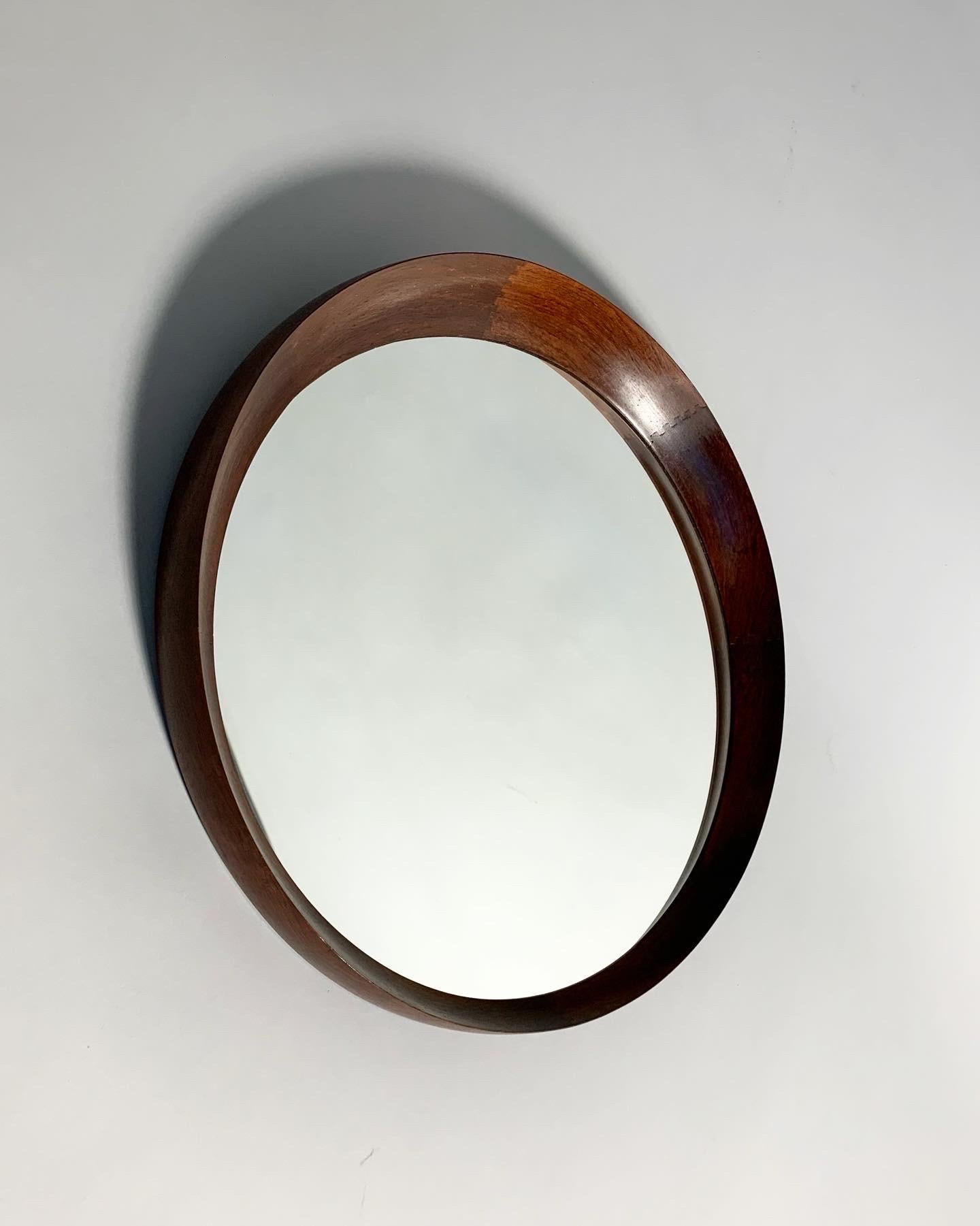Hand-Crafted Danish Rosewood Mirror Asymmetrical Frame Th Poss Eftf, Denmark, 1960s