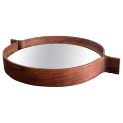 Plateau danois en bois de rose avec miroir, années 1960
