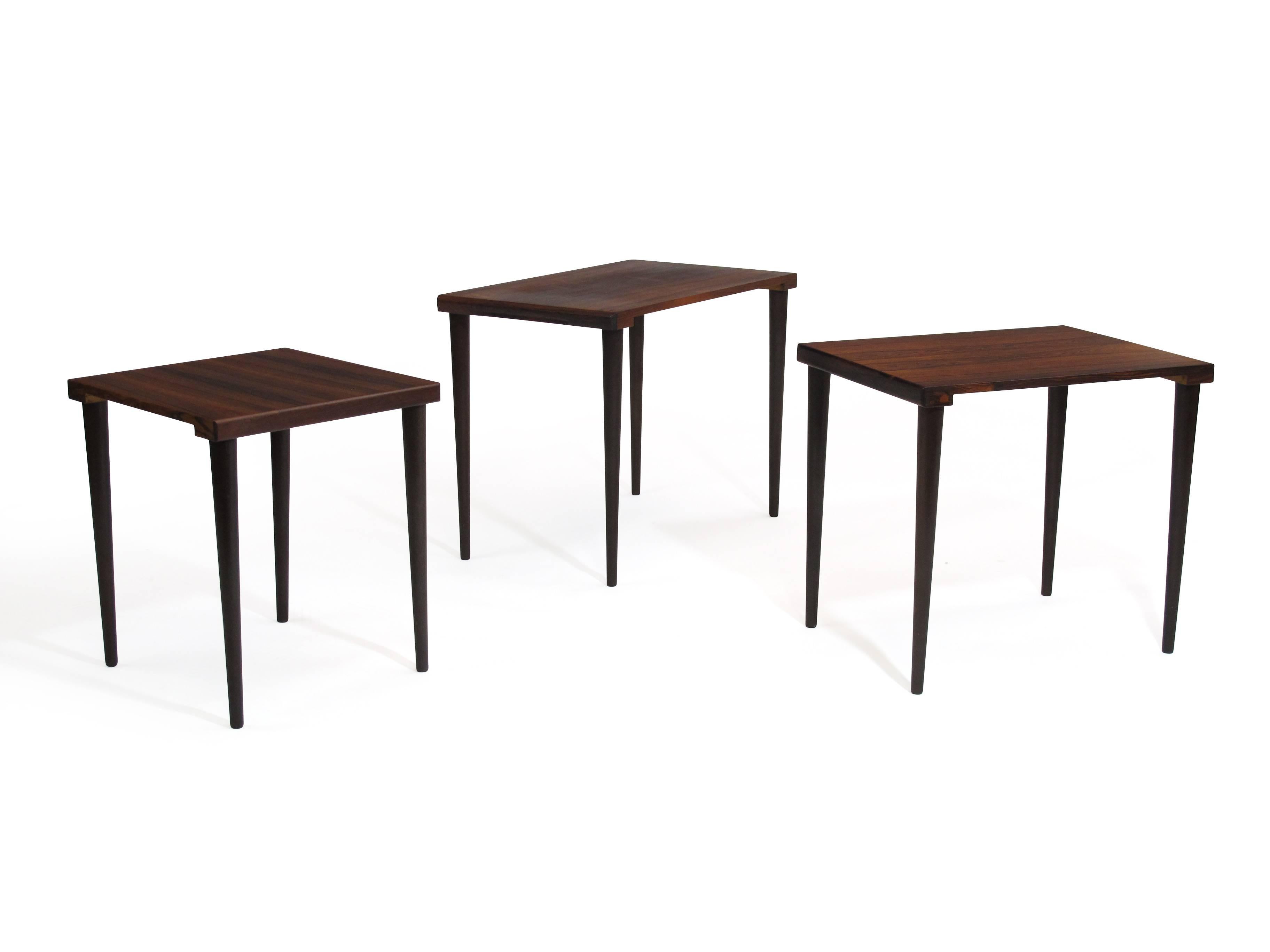 Danish Rosewood Nesting Side Tables In Excellent Condition In Oakland, CA