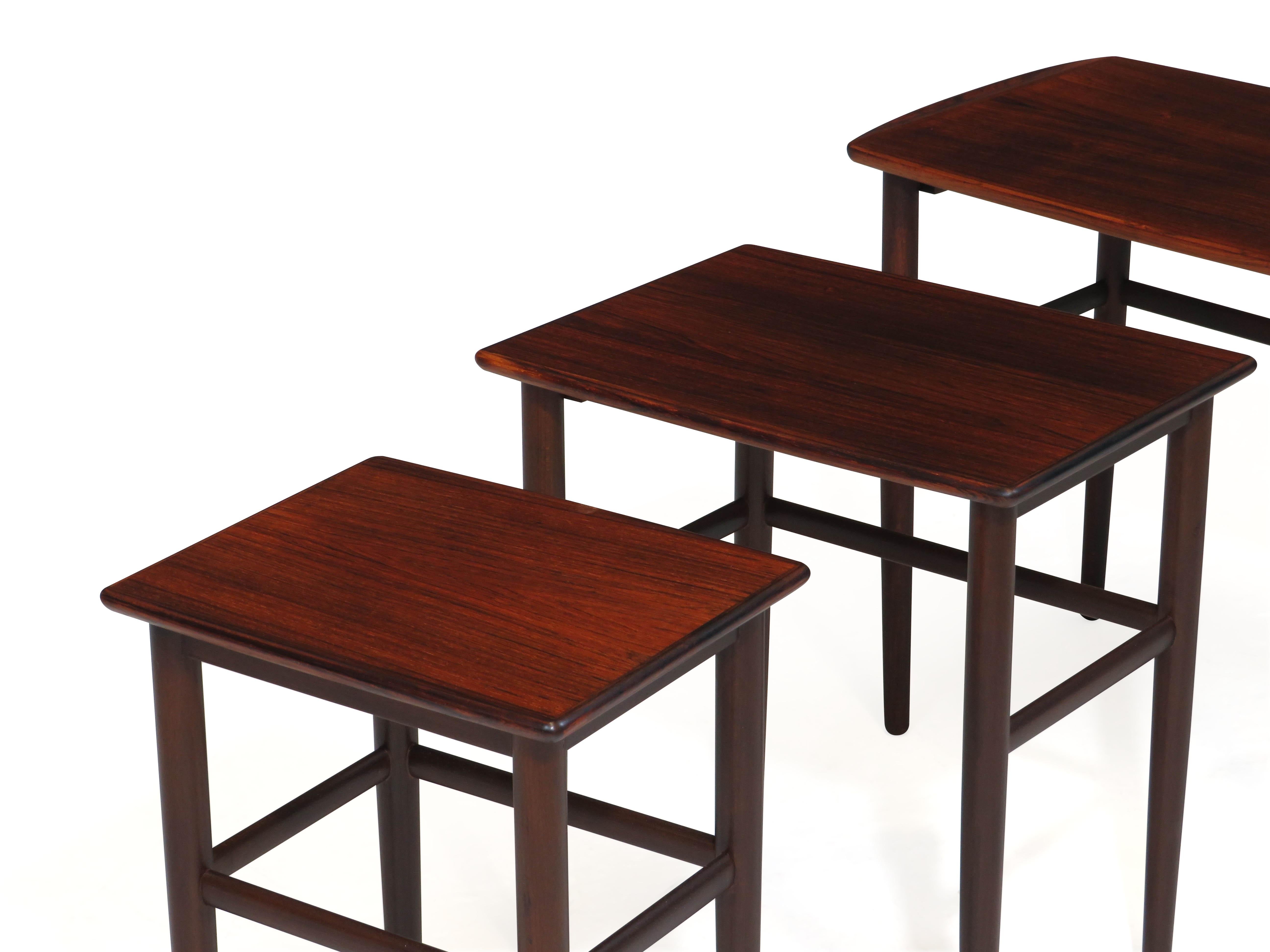 20th Century Danish Rosewood Nesting Side Tables For Sale