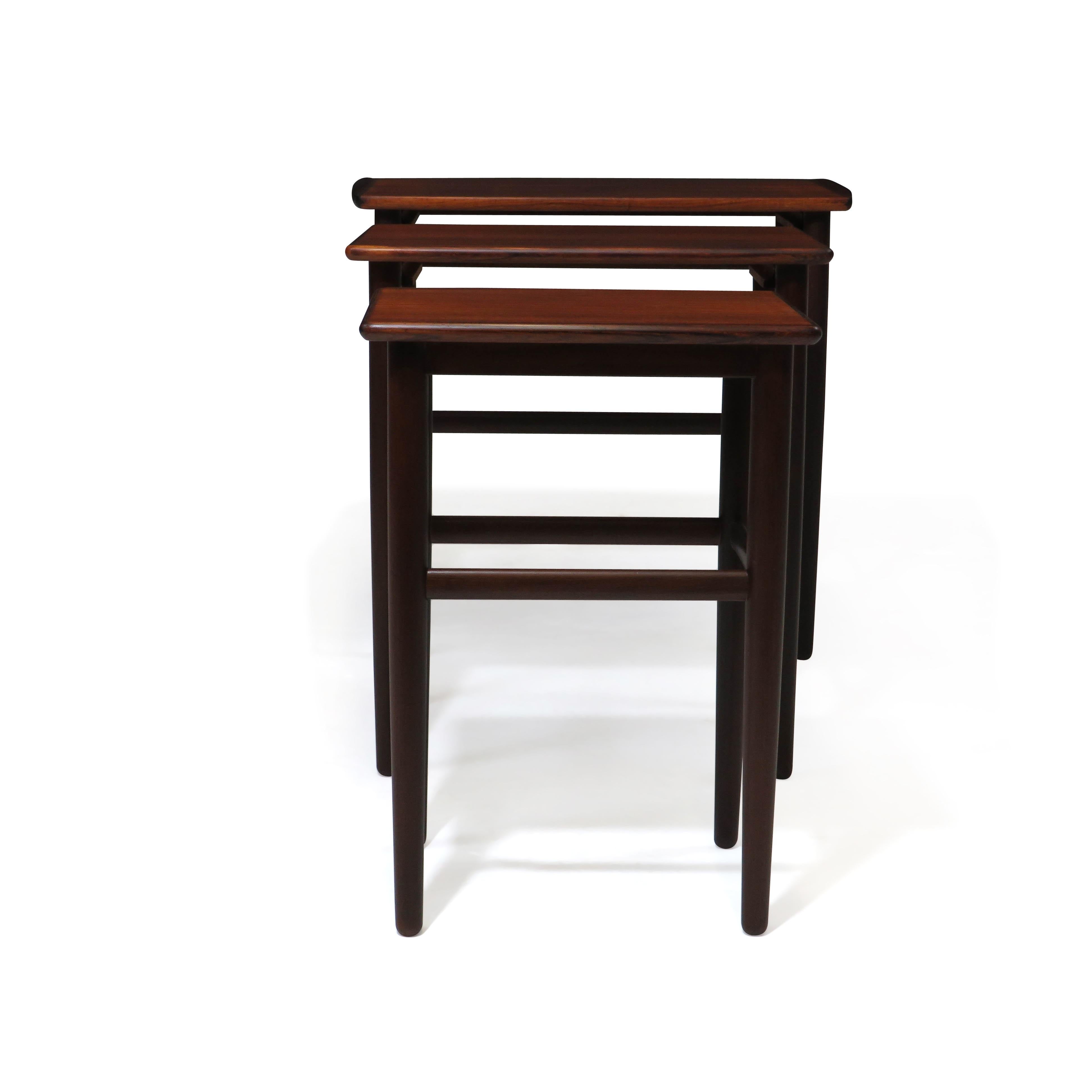 Danish Rosewood Nesting Side Tables For Sale 1