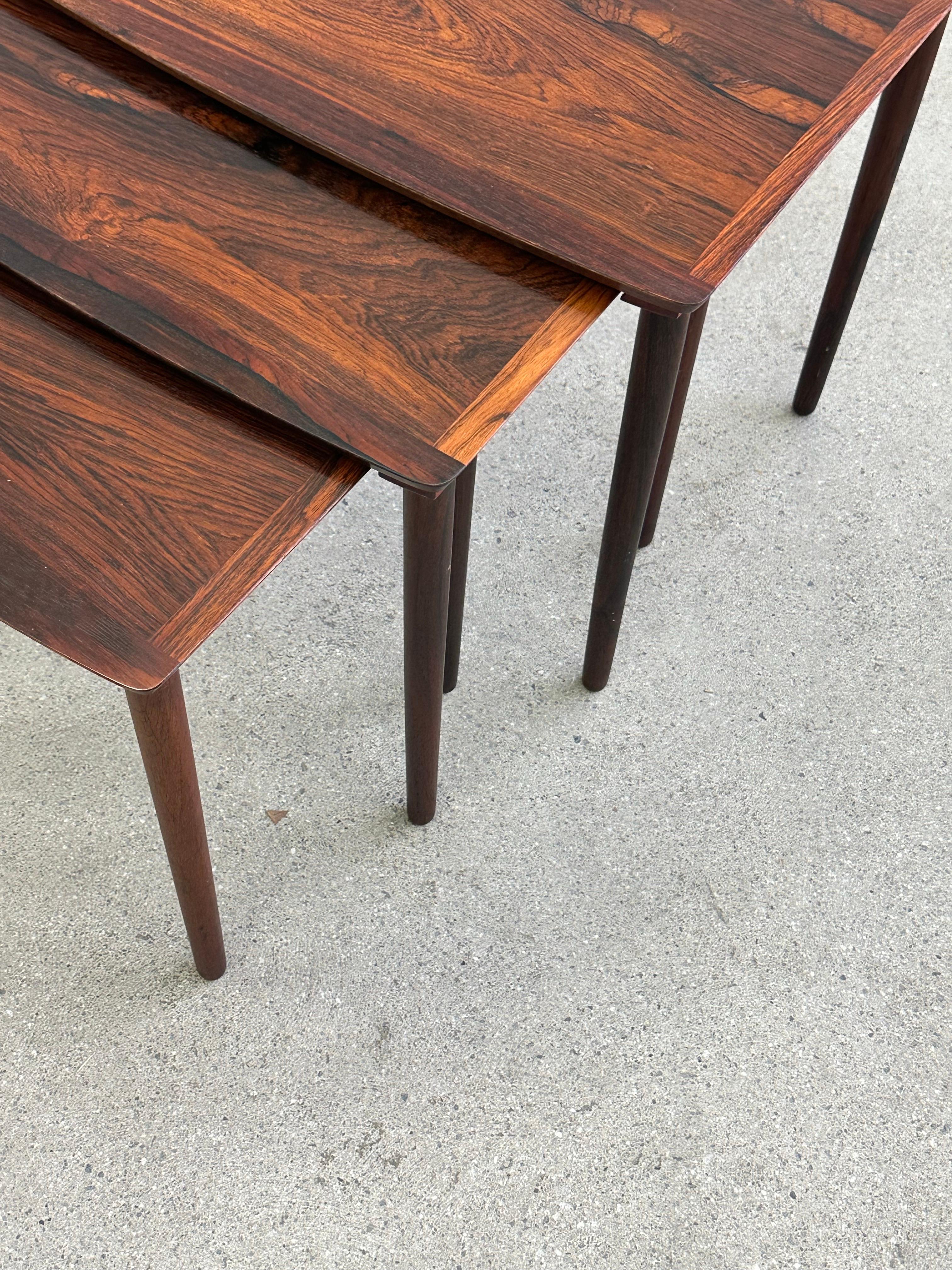 Scandinavian Modern Danish rosewood nesting tables by Mobelintarsia
