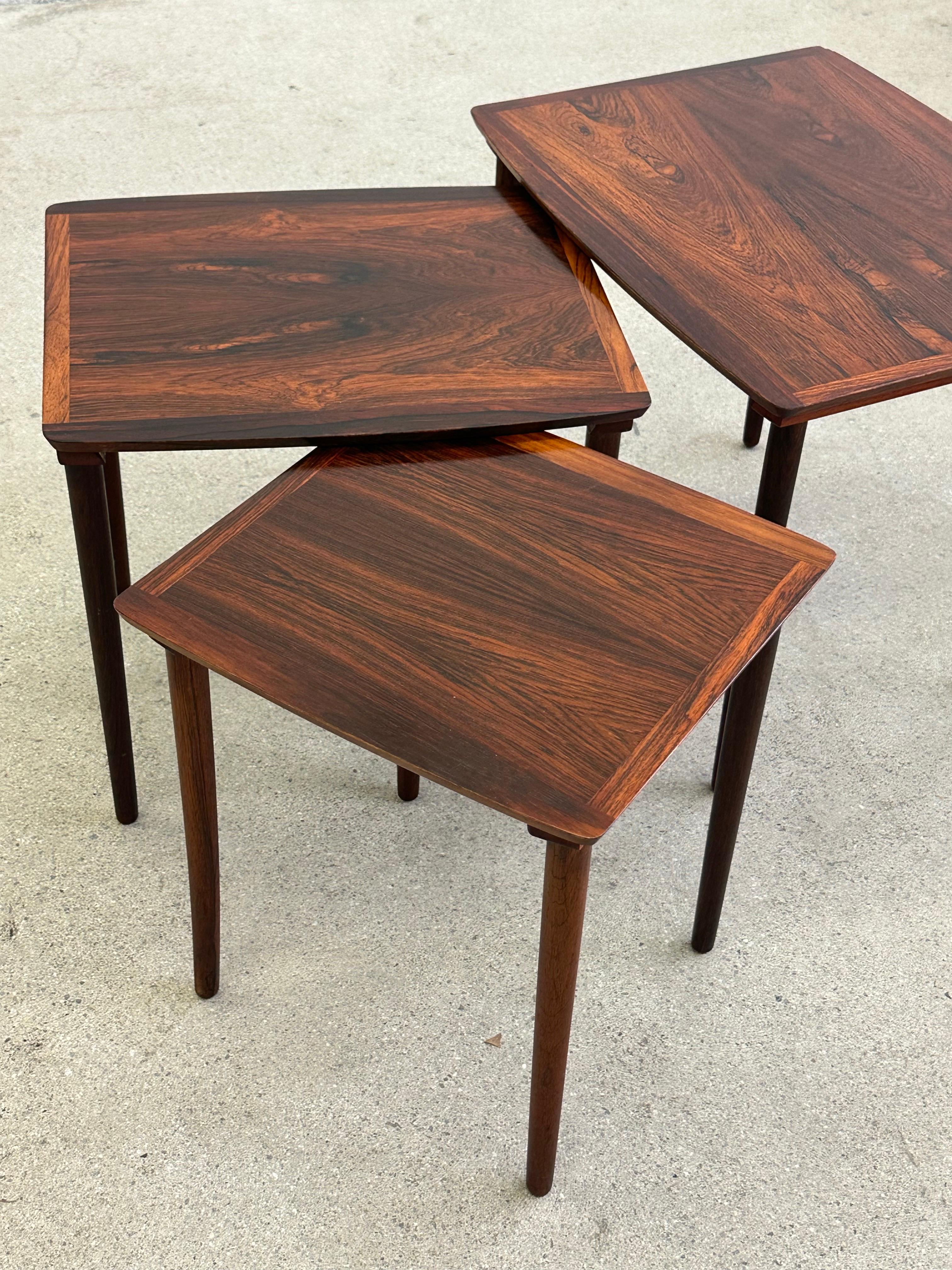 Danish rosewood nesting tables by Mobelintarsia 1