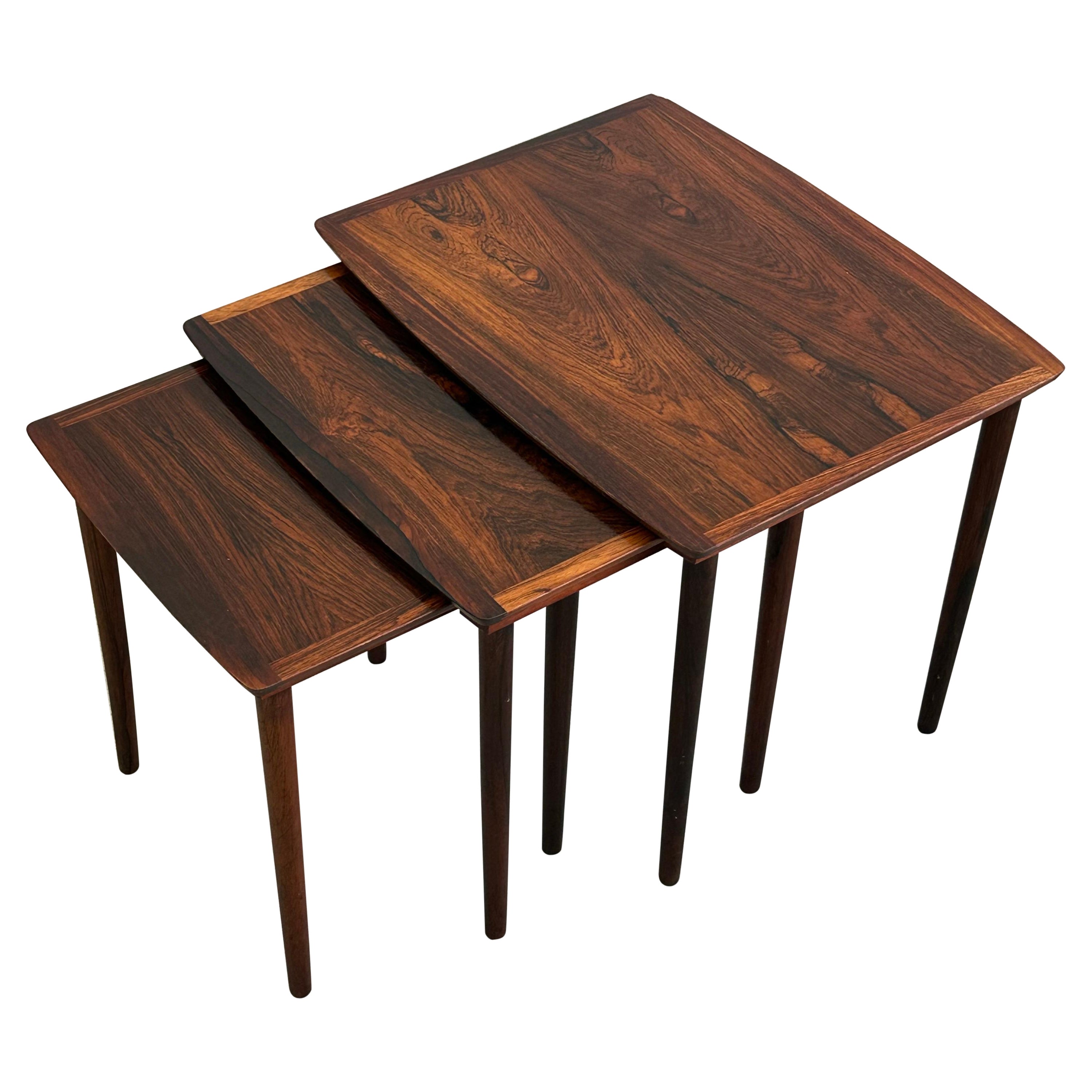 Danish rosewood nesting tables by Mobelintarsia