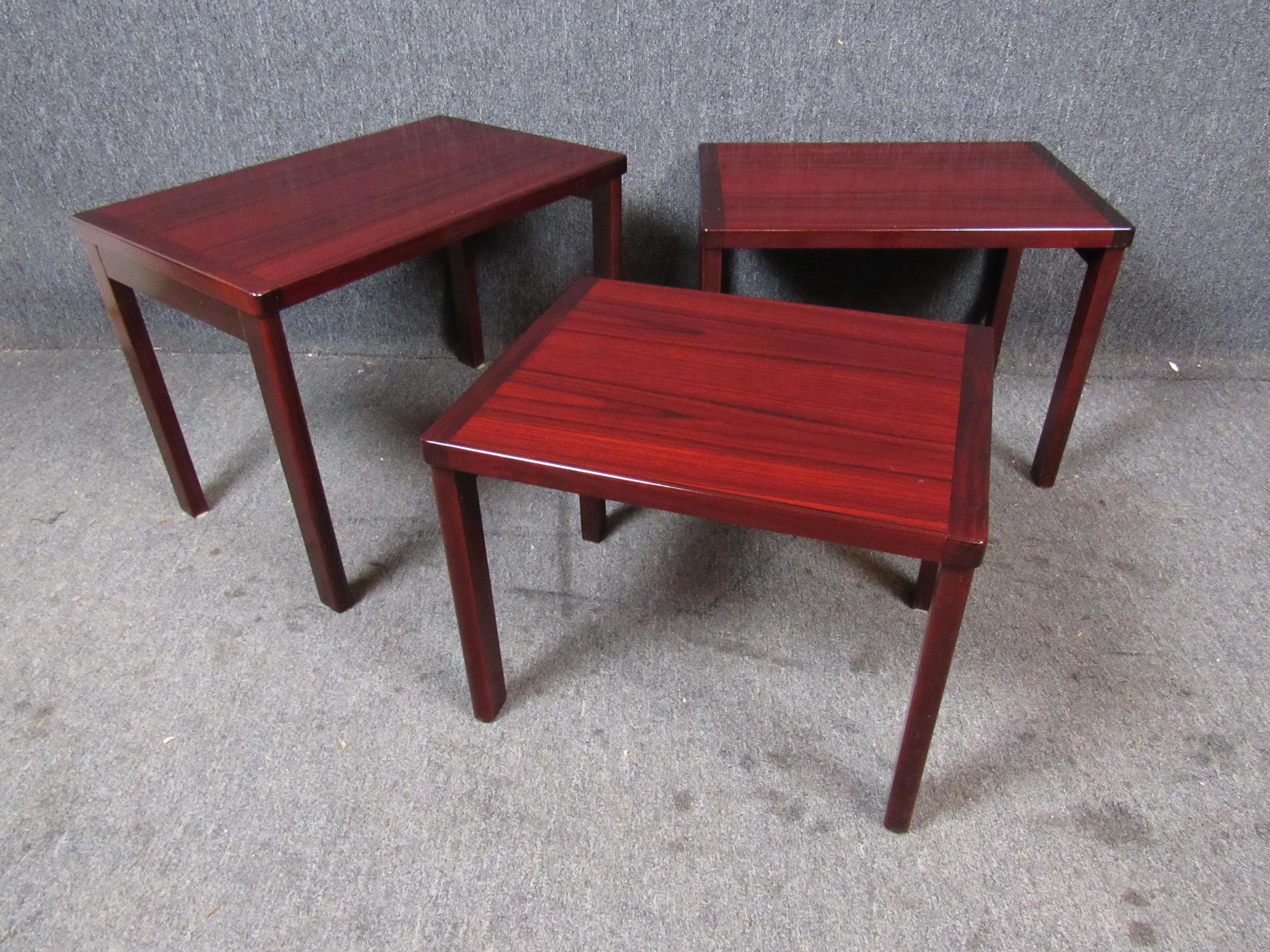 Danish Rosewood Nesting Tables by VS Møblefabrik In Good Condition For Sale In Brooklyn, NY